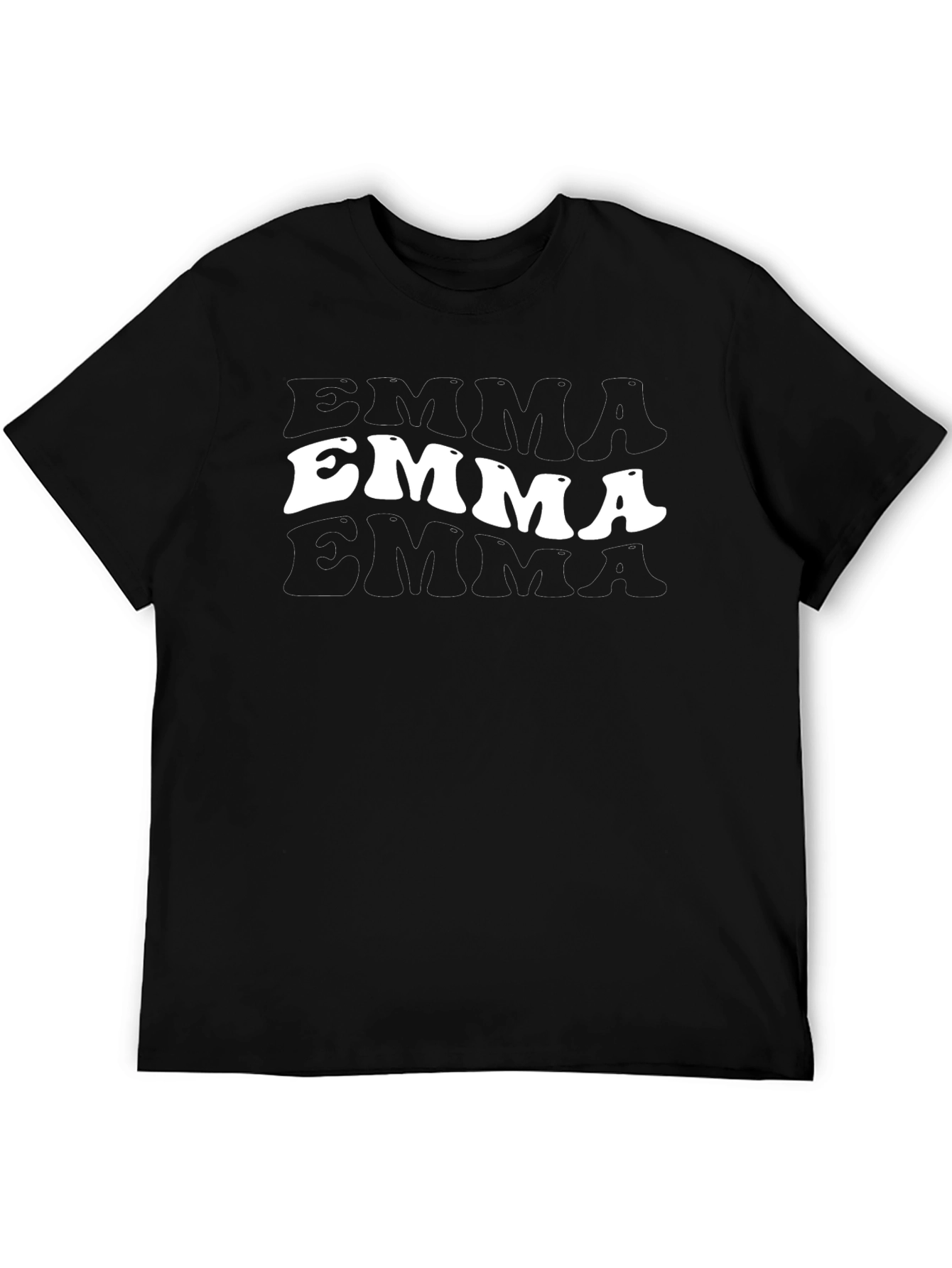 Retro Emma Name T-Shirt - Trendy Black Tee