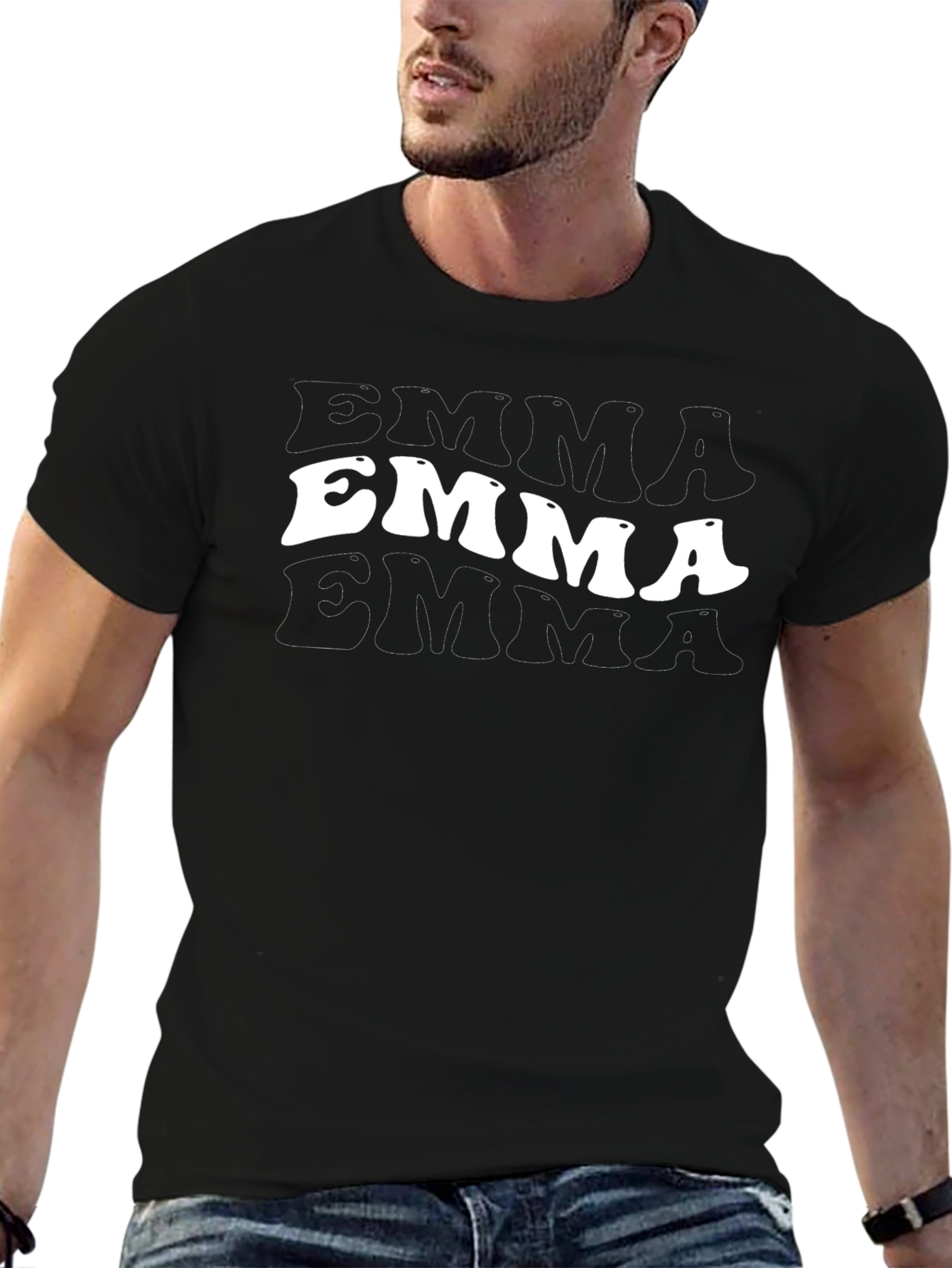 Retro Emma Name T-Shirt - Trendy Black Tee