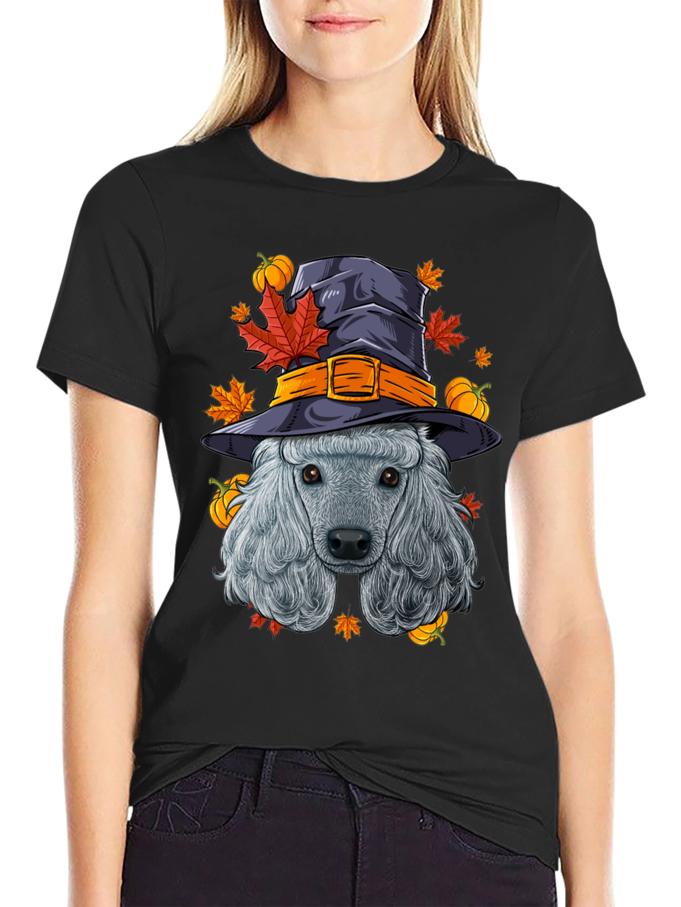 Halloween Poodle Witch T-Shirt