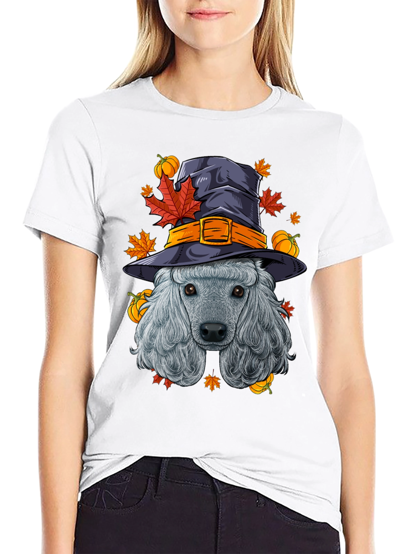 Halloween Poodle Witch T-Shirt