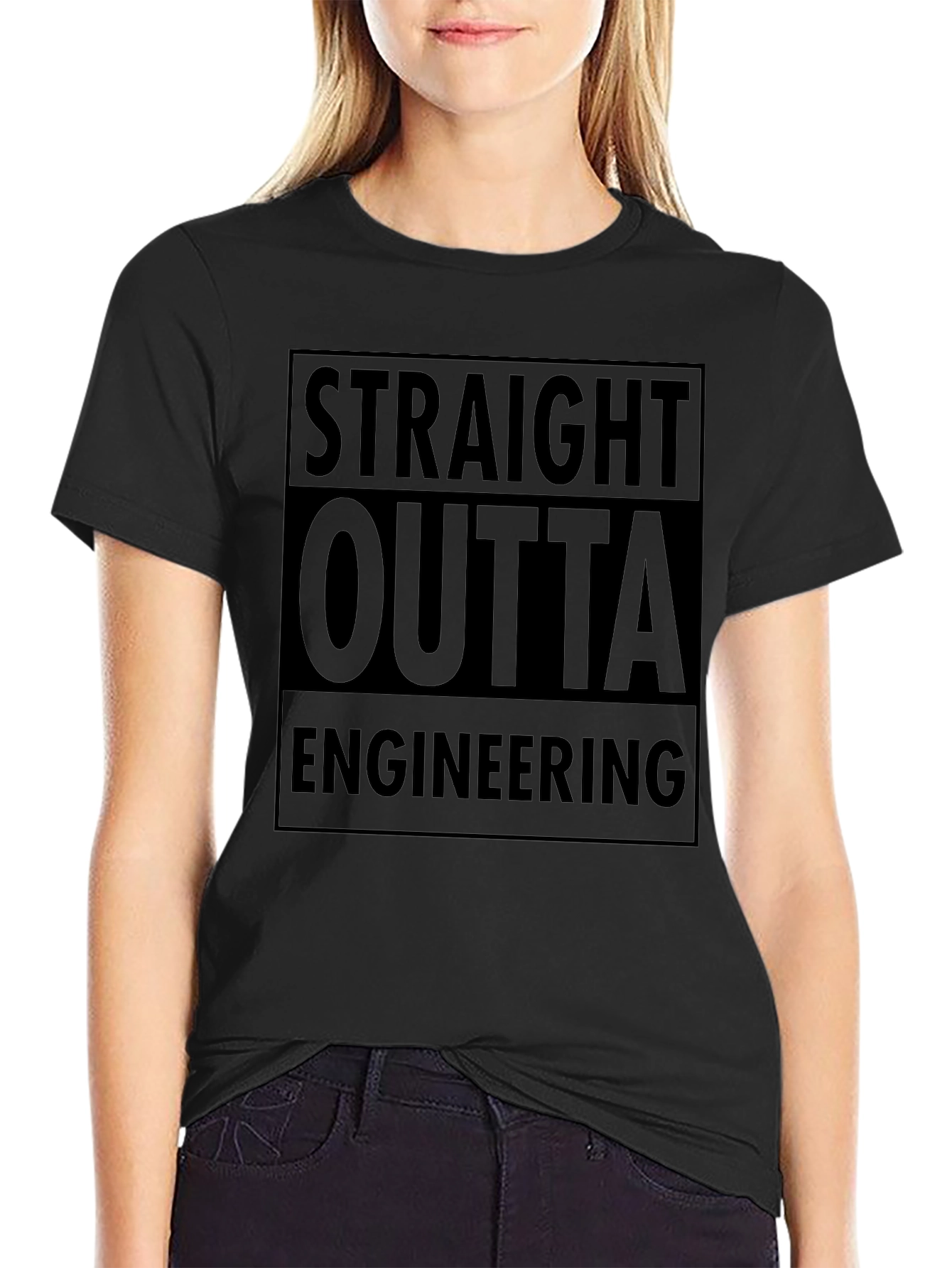 Straight Outta Engineering Black T-Shirt