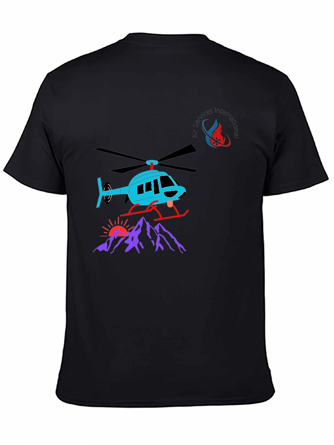 Helicopter Graphic T-Shirt - Black Cotton Tee