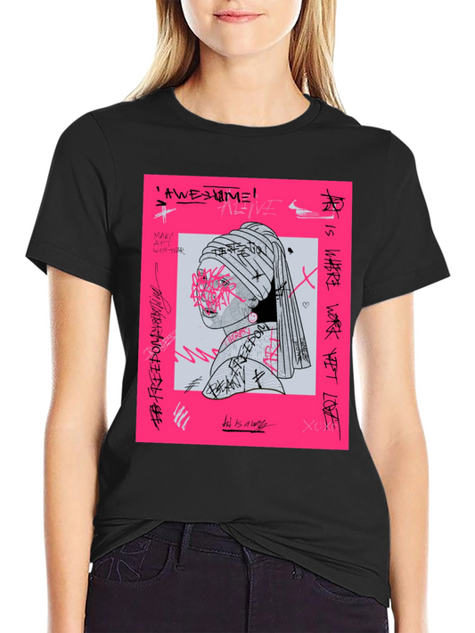 Edgy Graphic Tee - Girl with a Pearl Earring