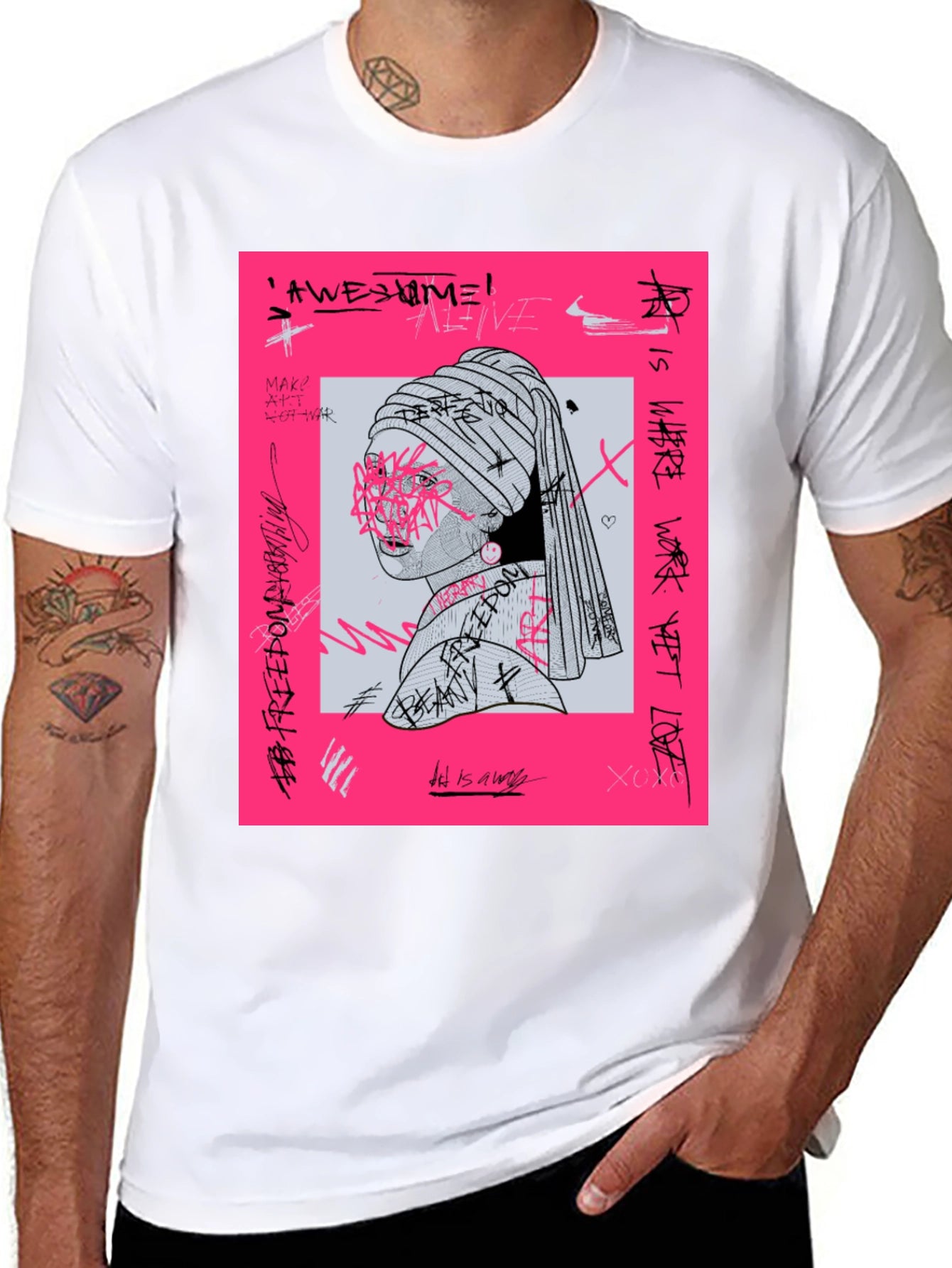Edgy Graphic Tee - Girl with a Pearl Earring