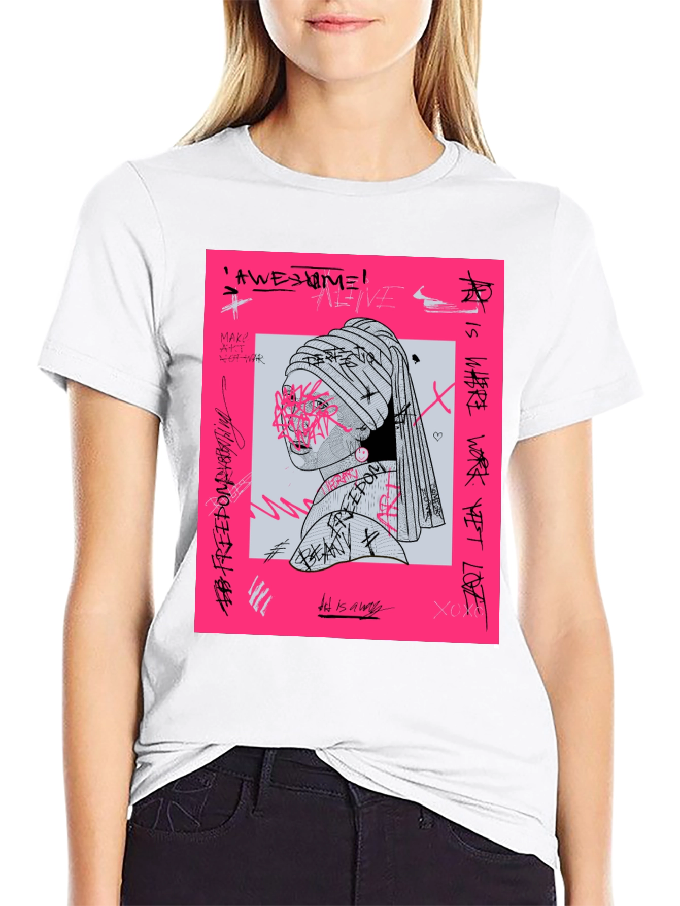 Edgy Graphic Tee - Girl with a Pearl Earring