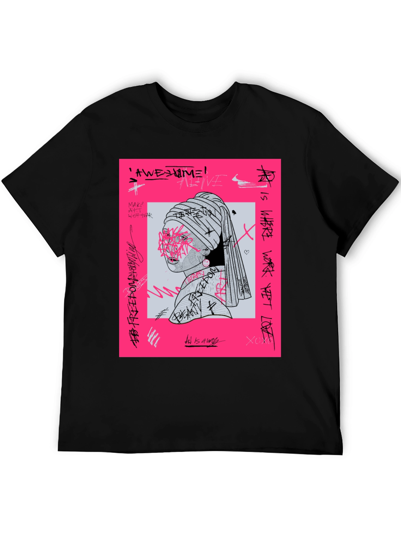 Edgy Graphic Tee - Girl with a Pearl Earring