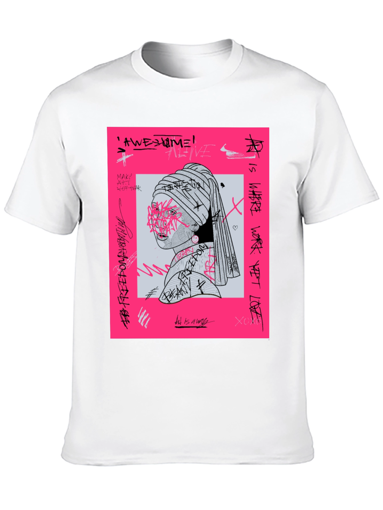 Edgy Graphic Tee - Girl with a Pearl Earring