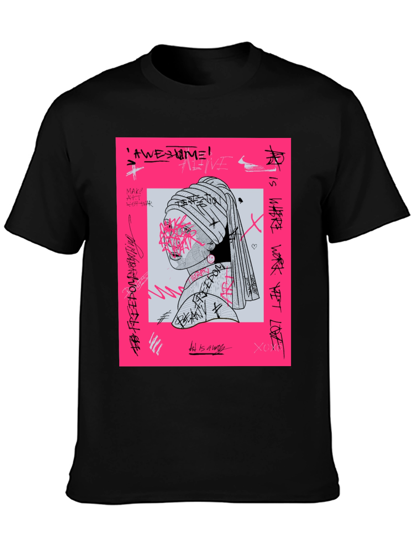 Edgy Graphic Tee - Girl with a Pearl Earring