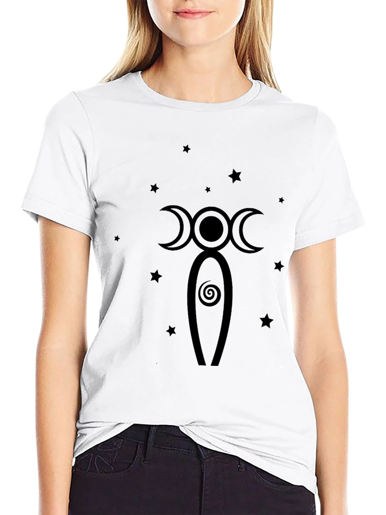 Triple Moon Goddess Graphic Black T-Shirt