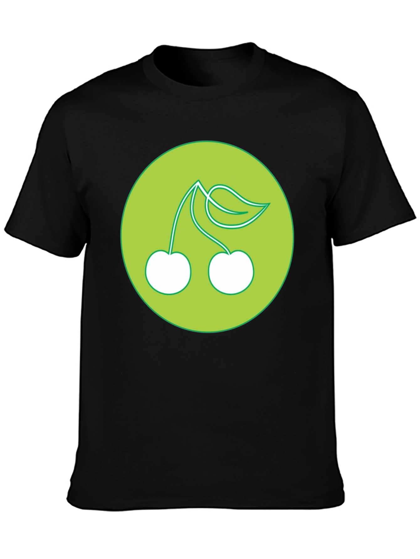Cherries Graphic Print Black T-Shirt