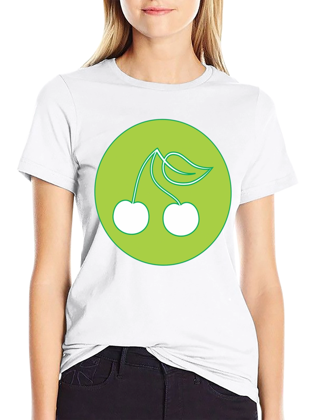 Cherries Graphic Print Black T-Shirt