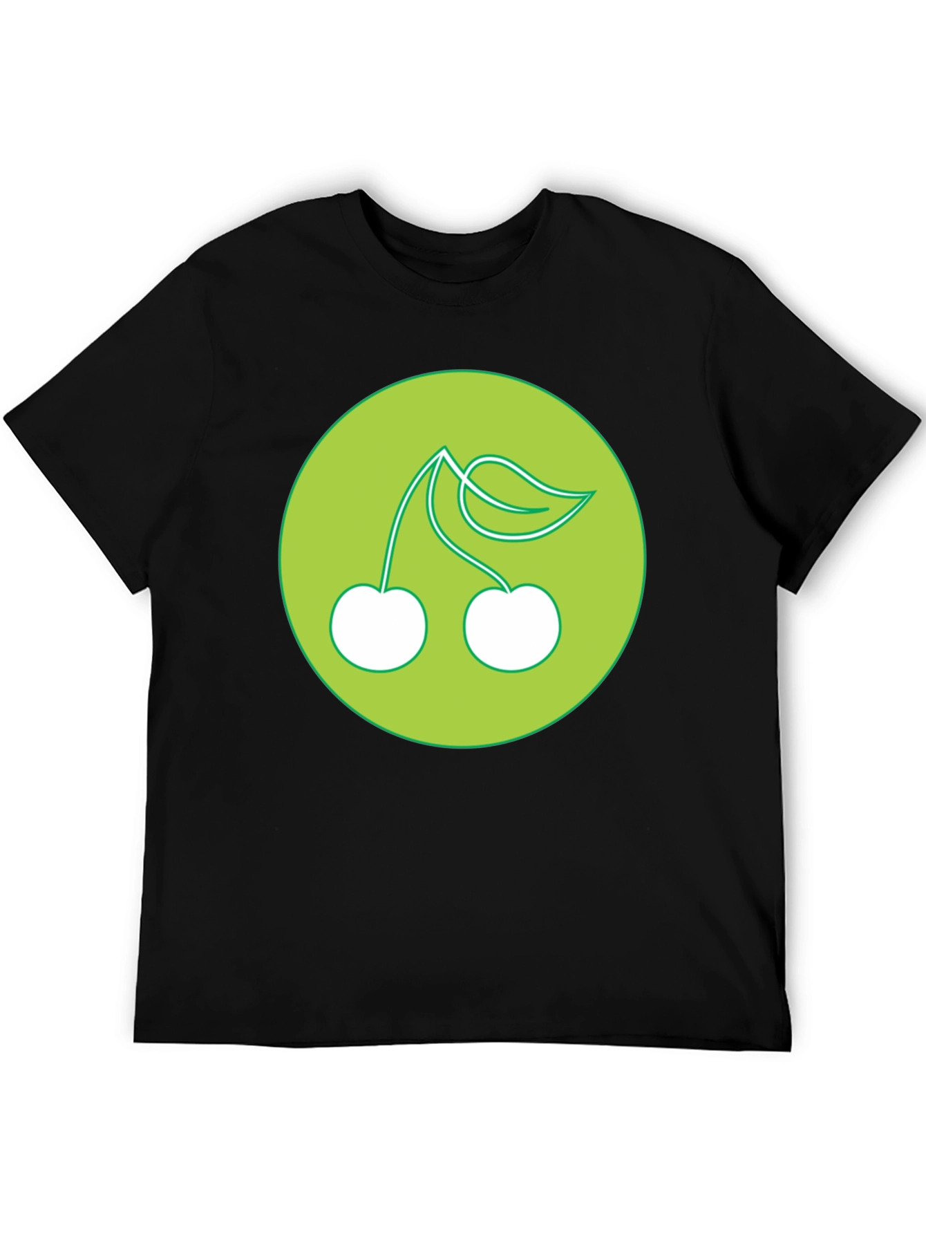 Cherries Graphic Print Black T-Shirt