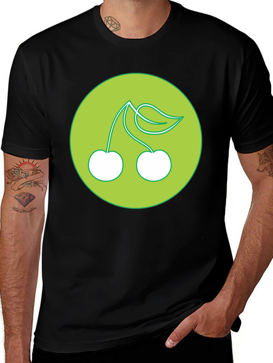 Cherries Graphic Print Black T-Shirt
