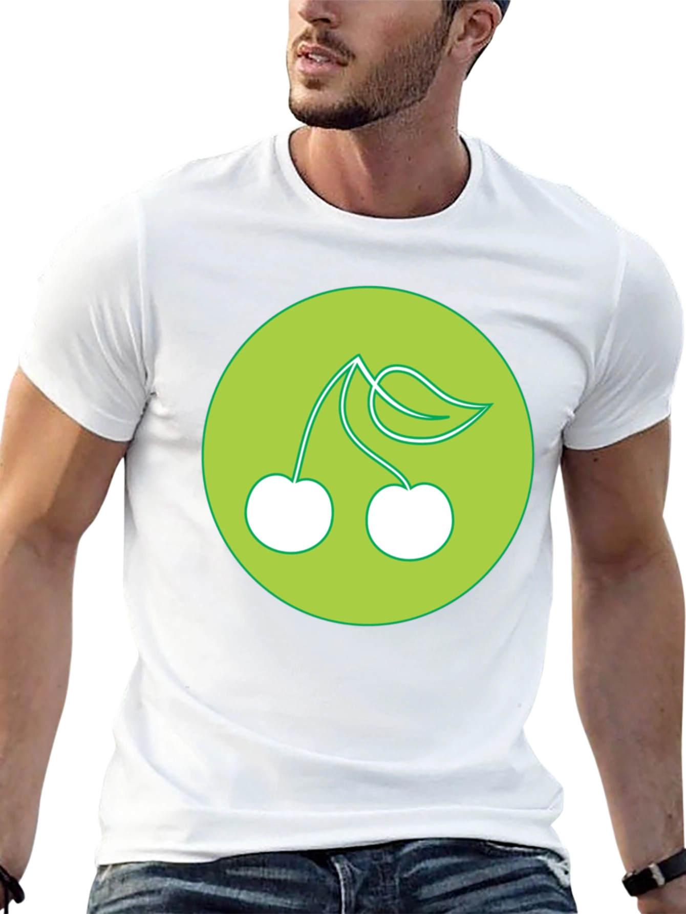 Cherries Graphic Print Black T-Shirt