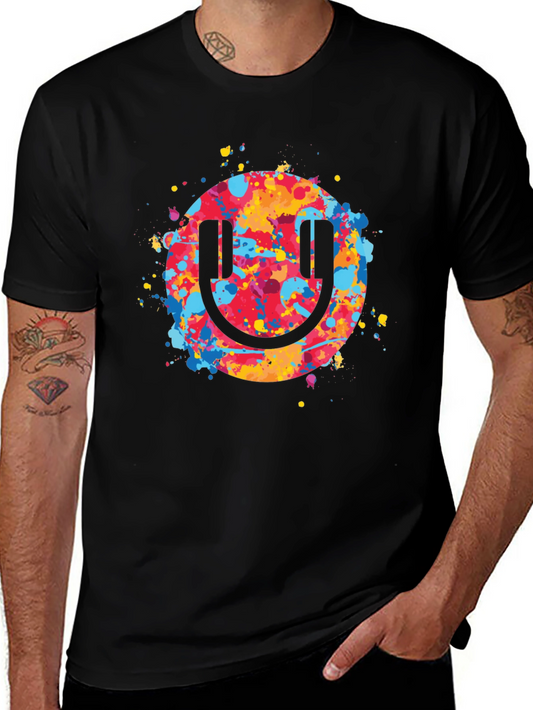 Smiley DJ T-Shirt - Colorful Music Lover Tee