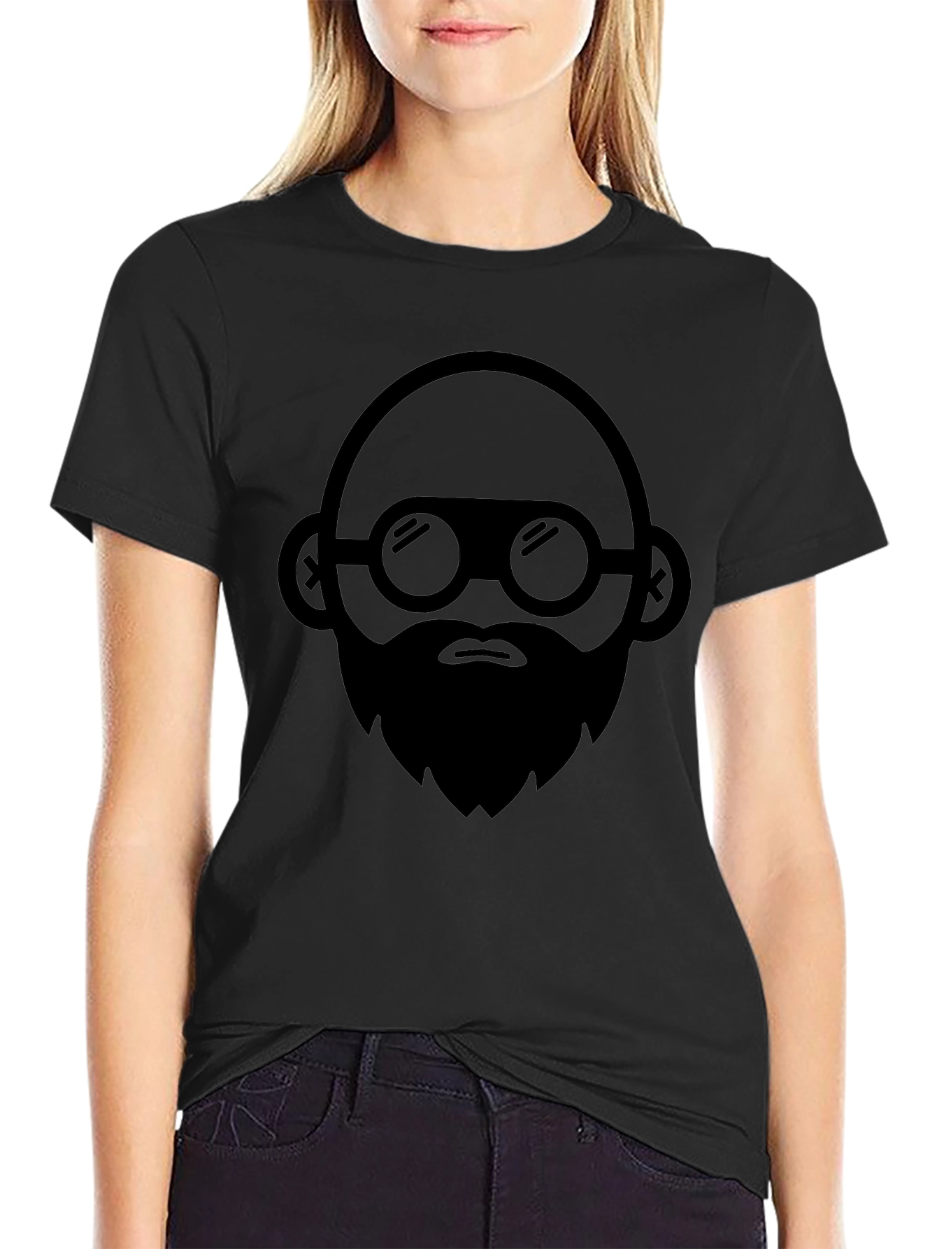 Bearded Face Graphic Black T-Shirt