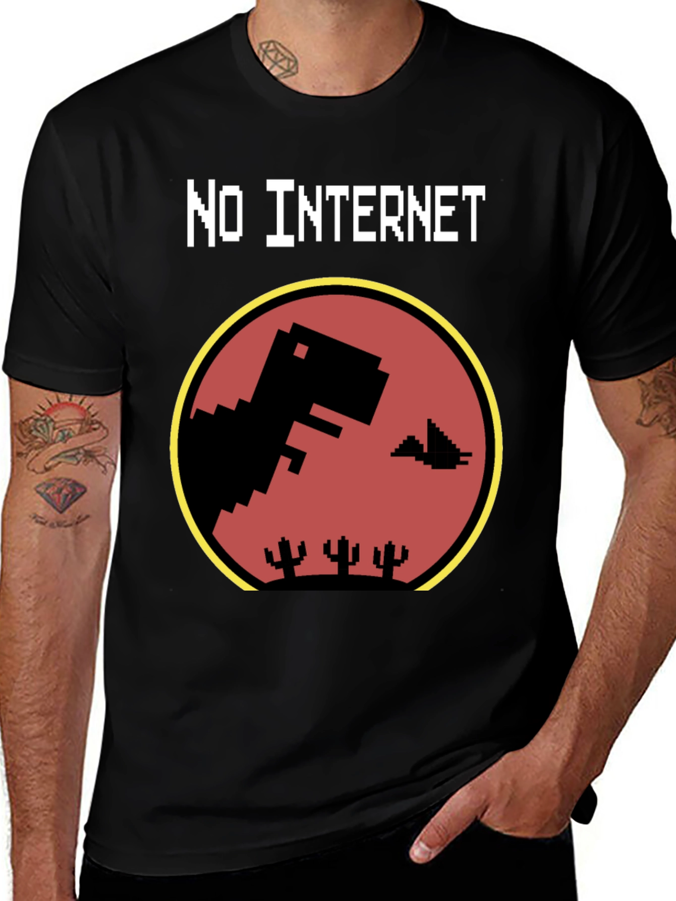 No Internet Dinosaur T-Shirt