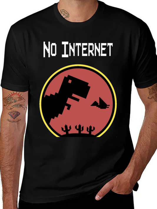 No Internet Dinosaur T-Shirt
