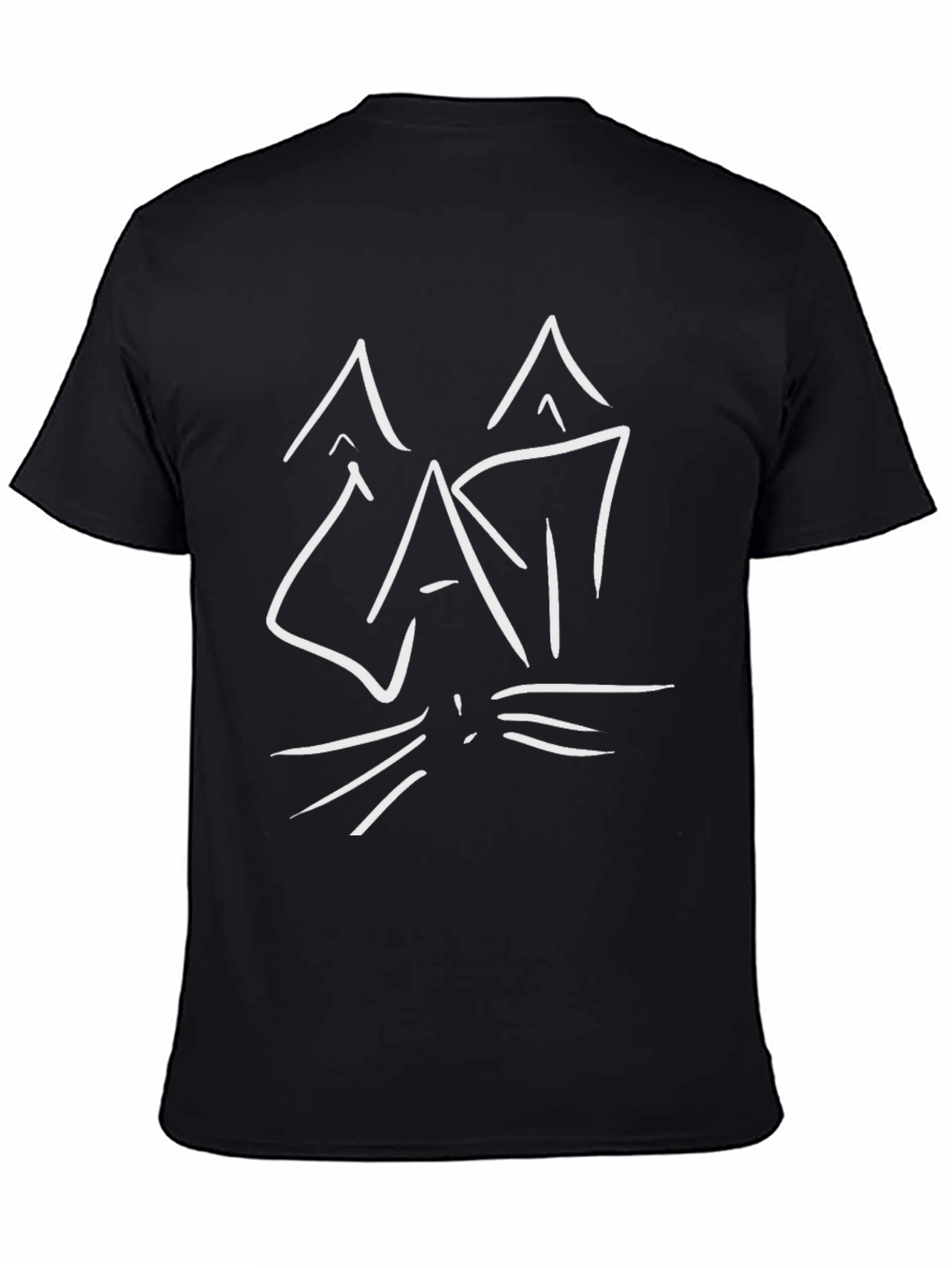 Cool Cat Outline Graphic Tee - Unisex Black T-Shirt