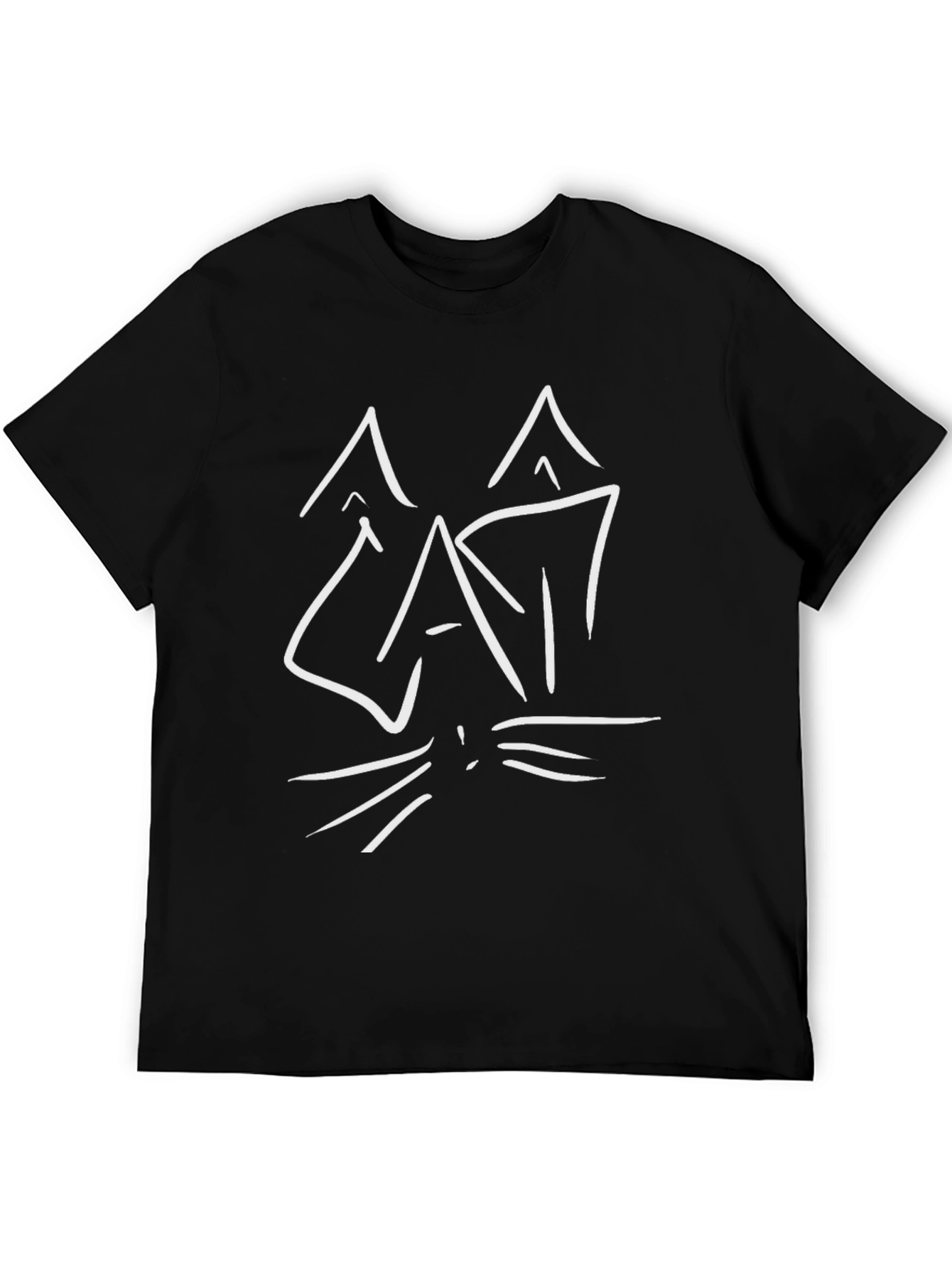 Cool Cat Outline Graphic Tee - Unisex Black T-Shirt