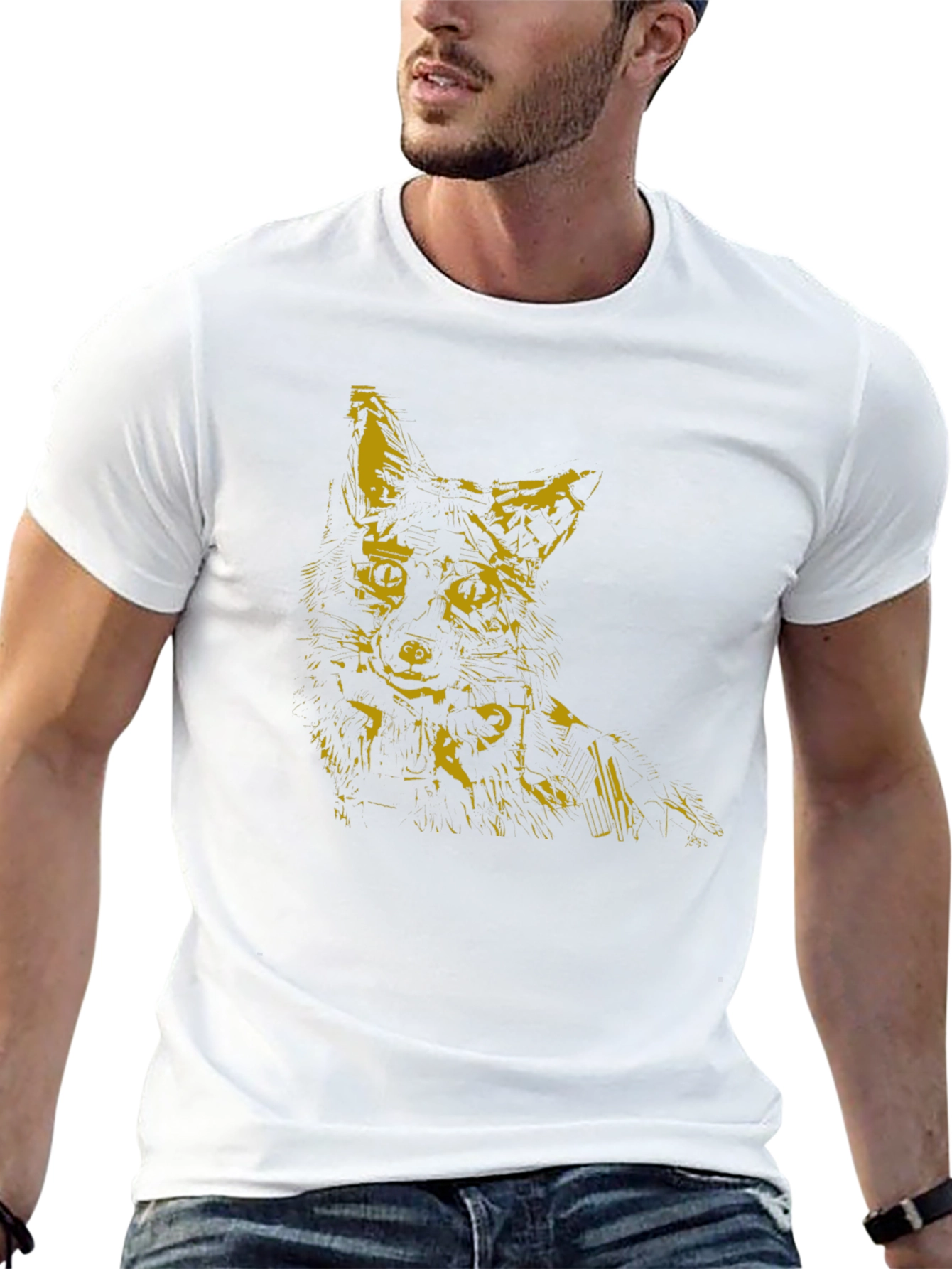 Abstract Fox Graphic Tee - Mens Black T-Shirt