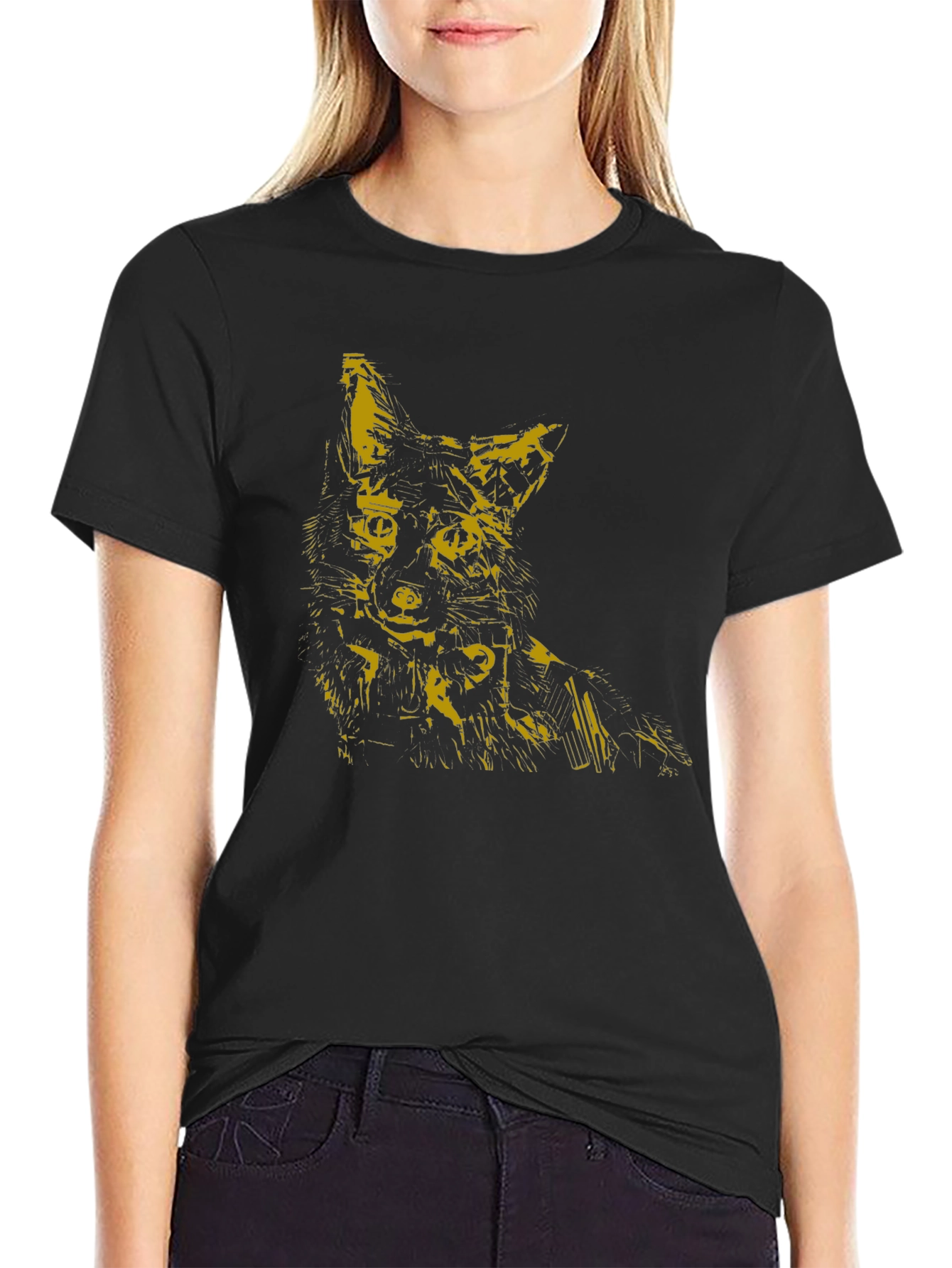 Abstract Fox Graphic Tee - Mens Black T-Shirt