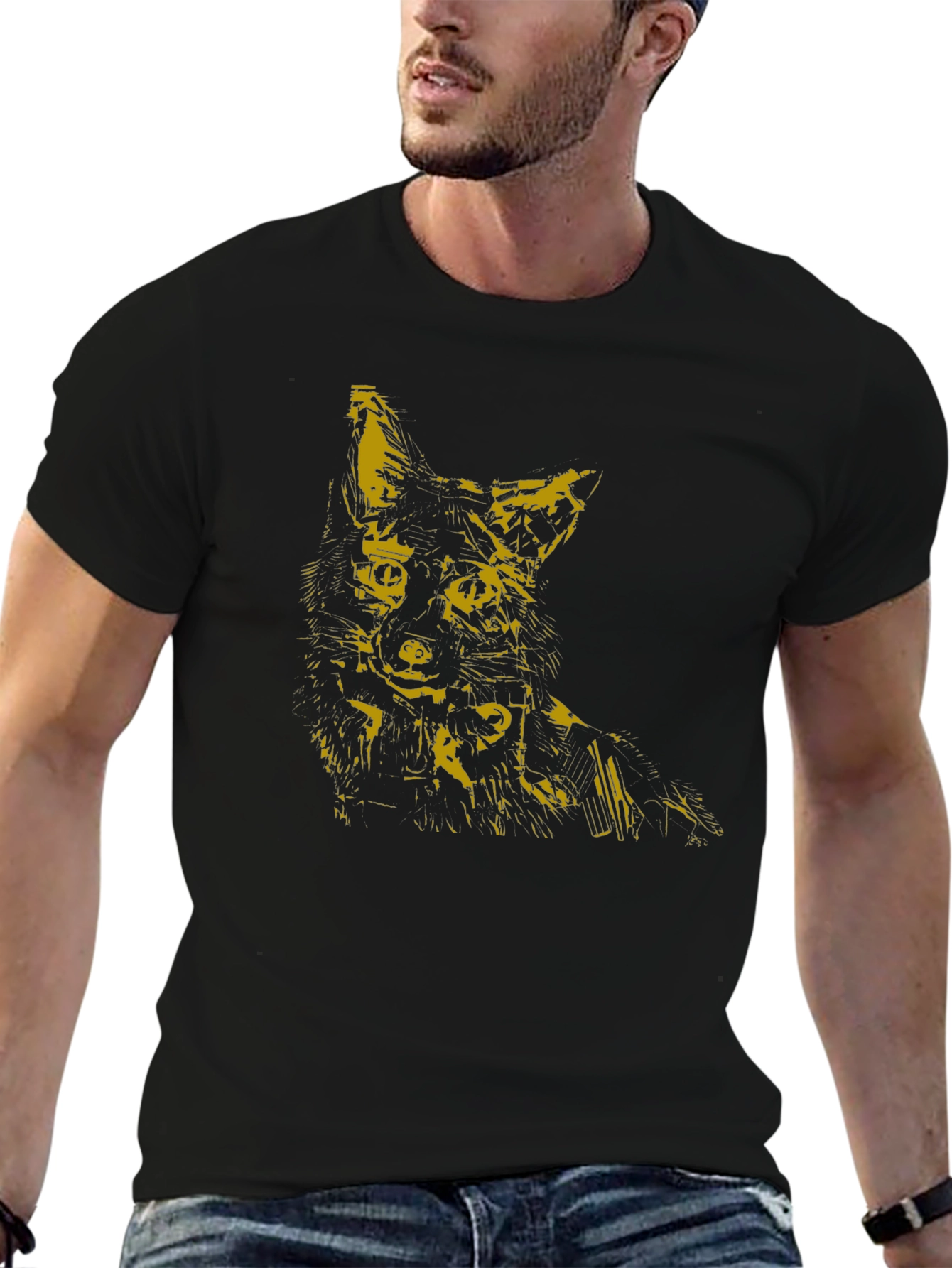 Abstract Fox Graphic Tee - Mens Black T-Shirt