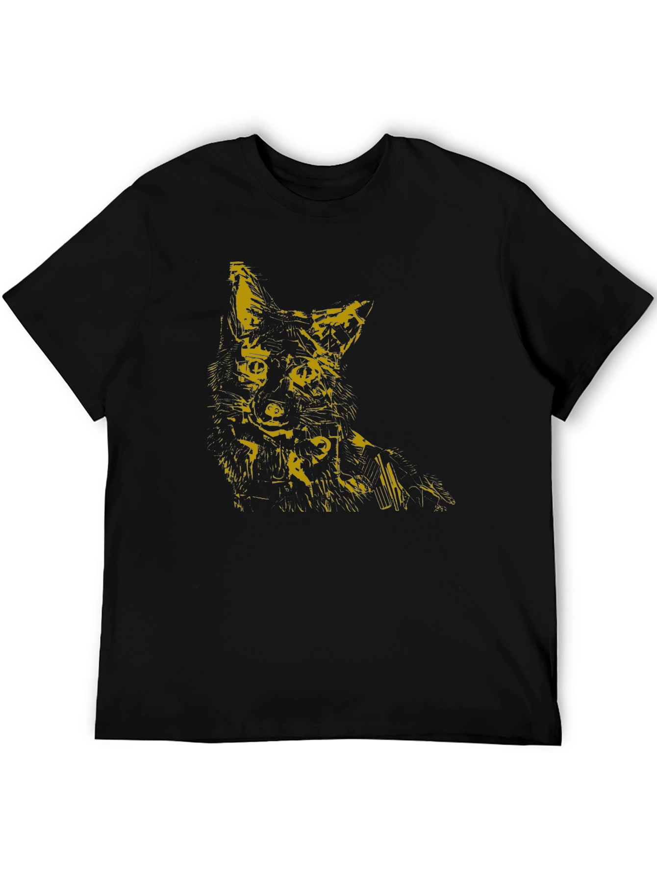 Abstract Fox Graphic Tee - Mens Black T-Shirt