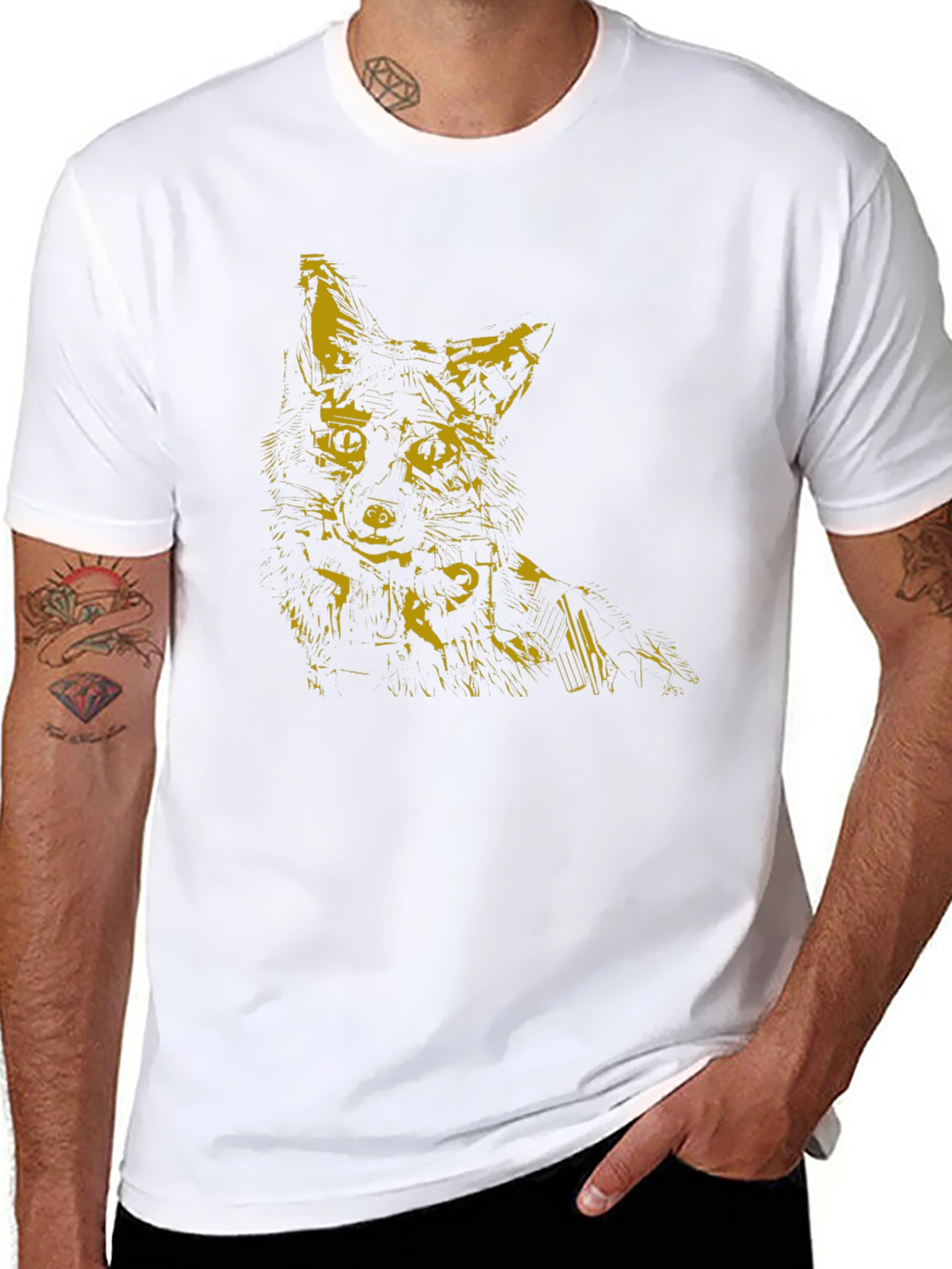 Abstract Fox Graphic Tee - Mens Black T-Shirt
