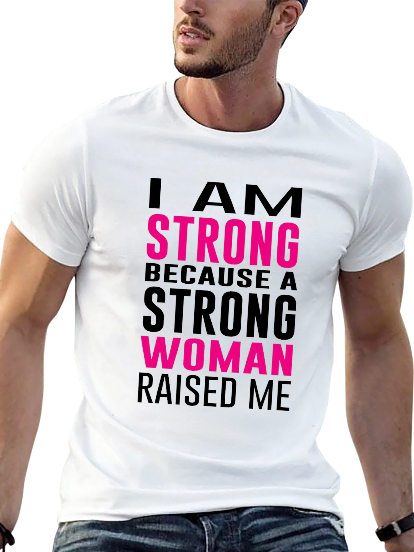 Strong Woman Raised Me Black T-Shirt