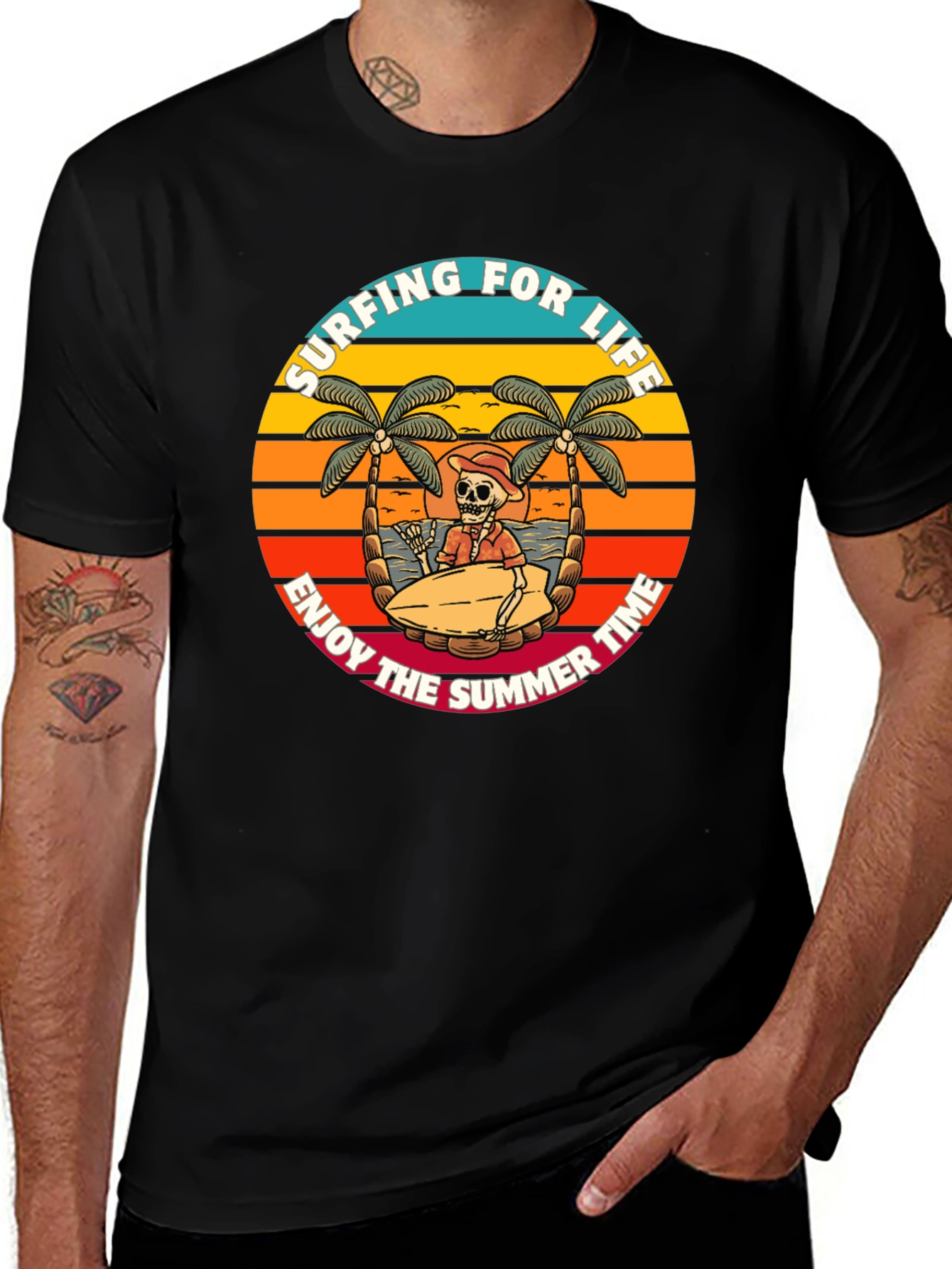 Surfing Skeleton Graphic Tee - Enjoy Summer Life