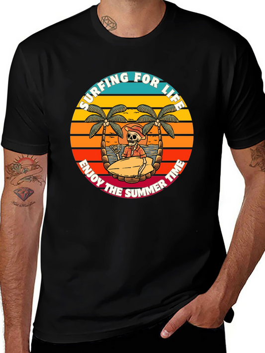 Surfing Skeleton Graphic Tee - Enjoy Summer Life