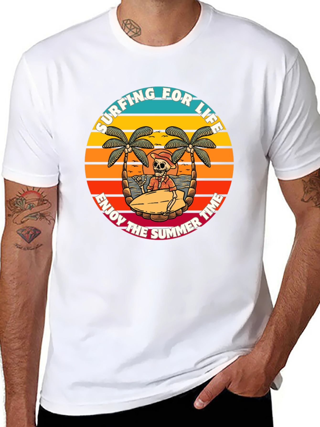 Surfing Skeleton Graphic Tee - Enjoy Summer Life