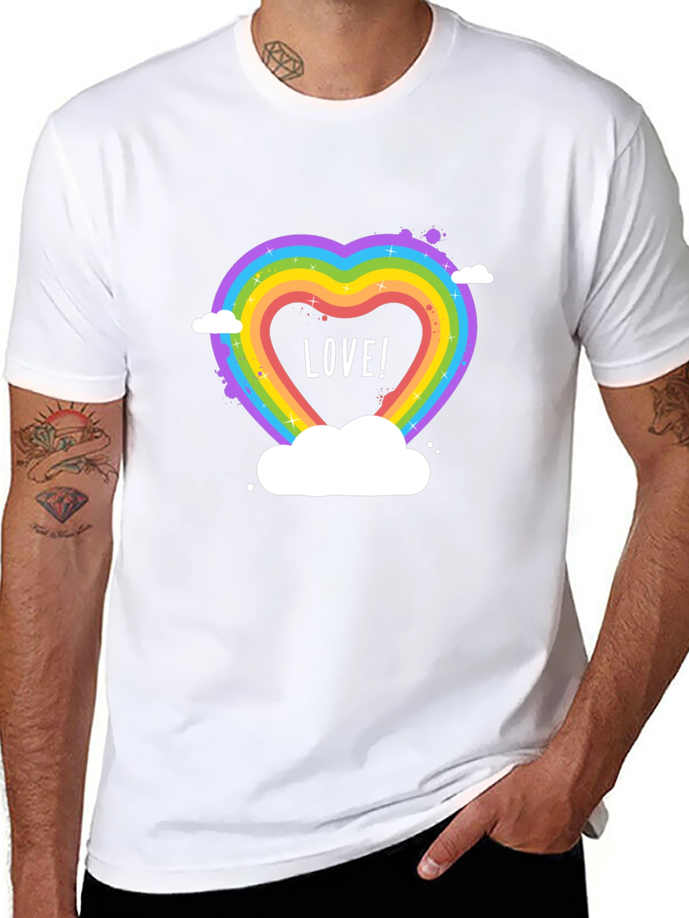 Love Wins Rainbow Heart Graphic Tee - Black