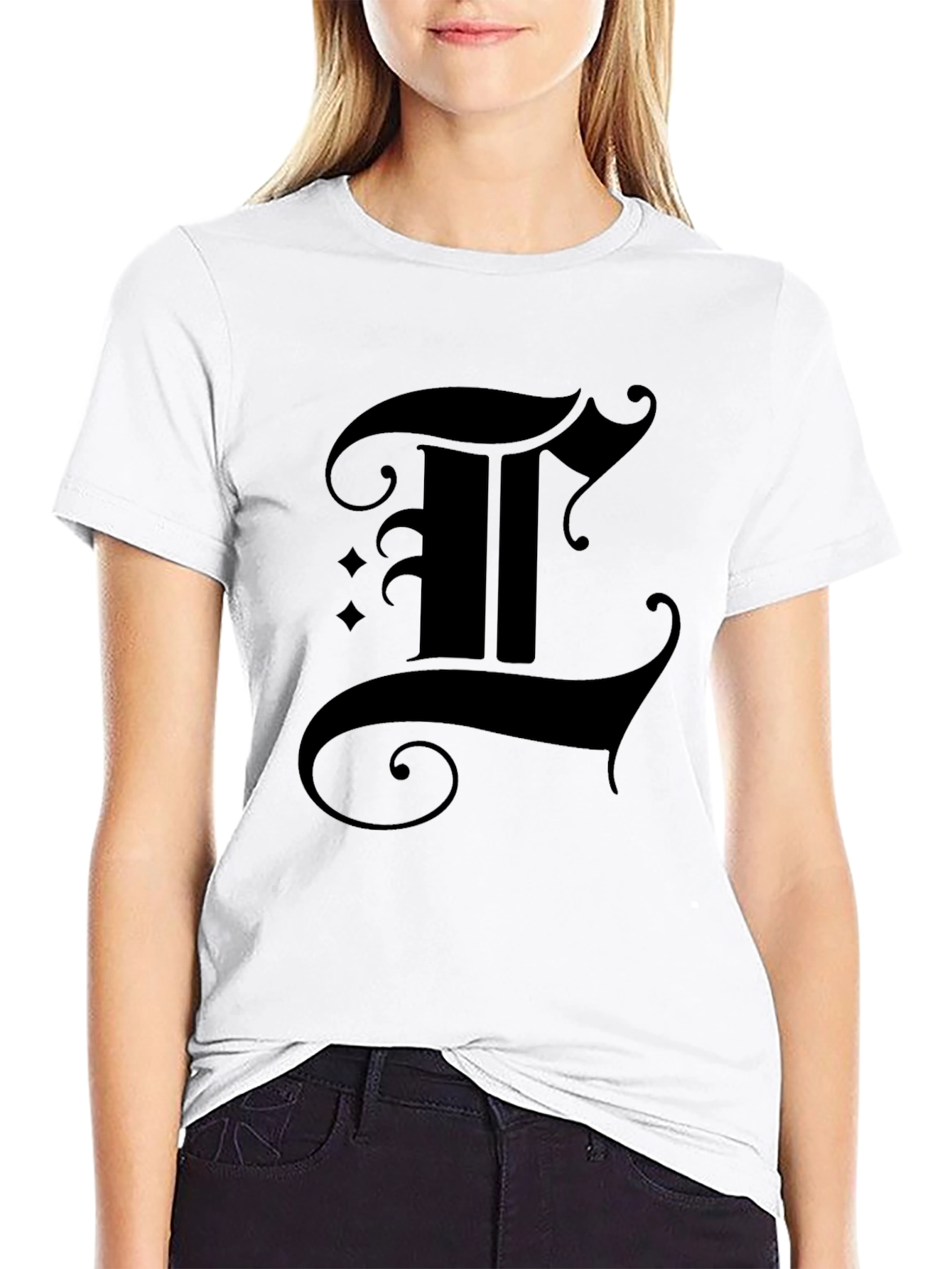 Gothic Letter T Black T-Shirt