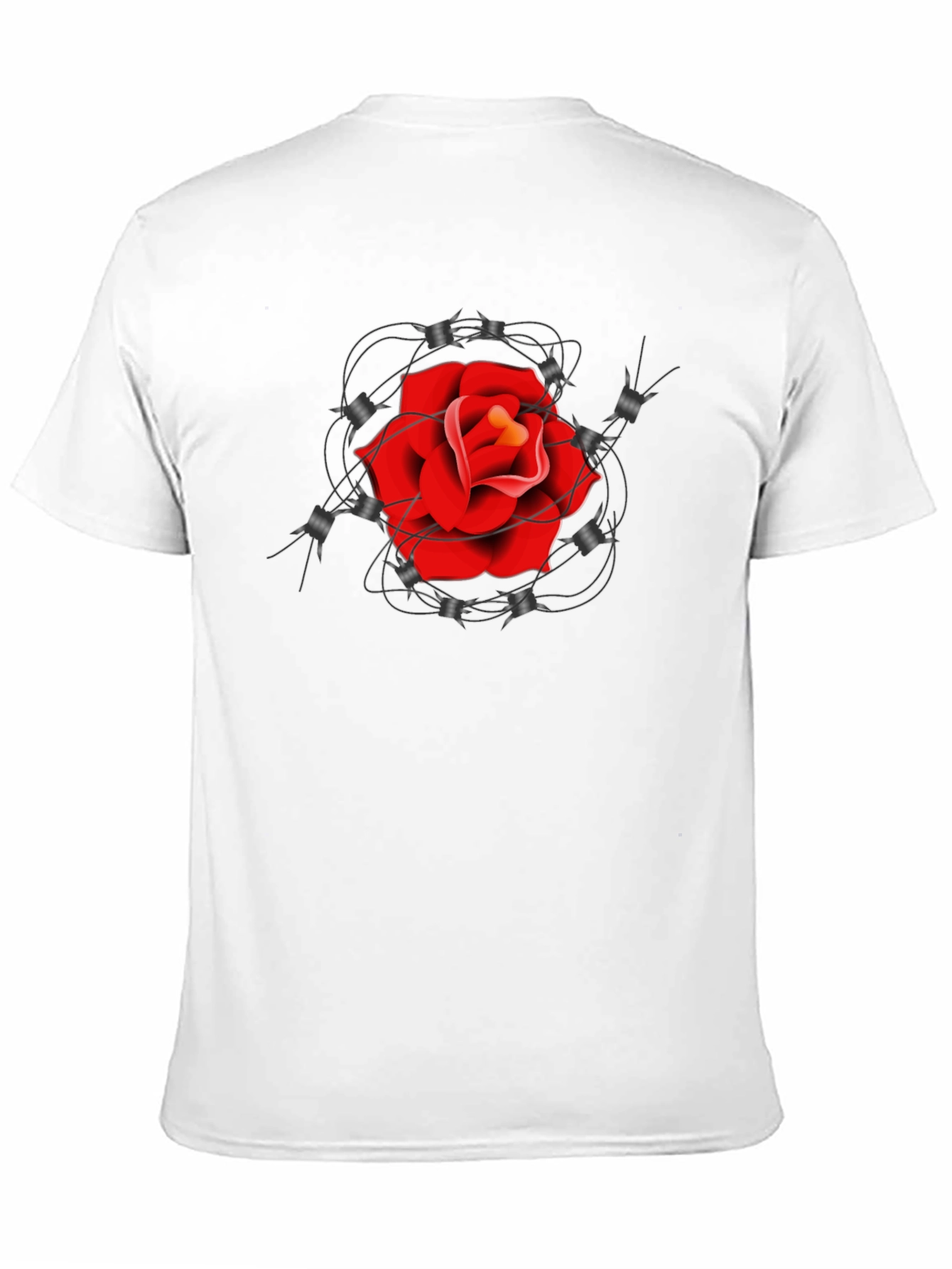 Rose and Barbed Wire Graphic Tee - Classic Black