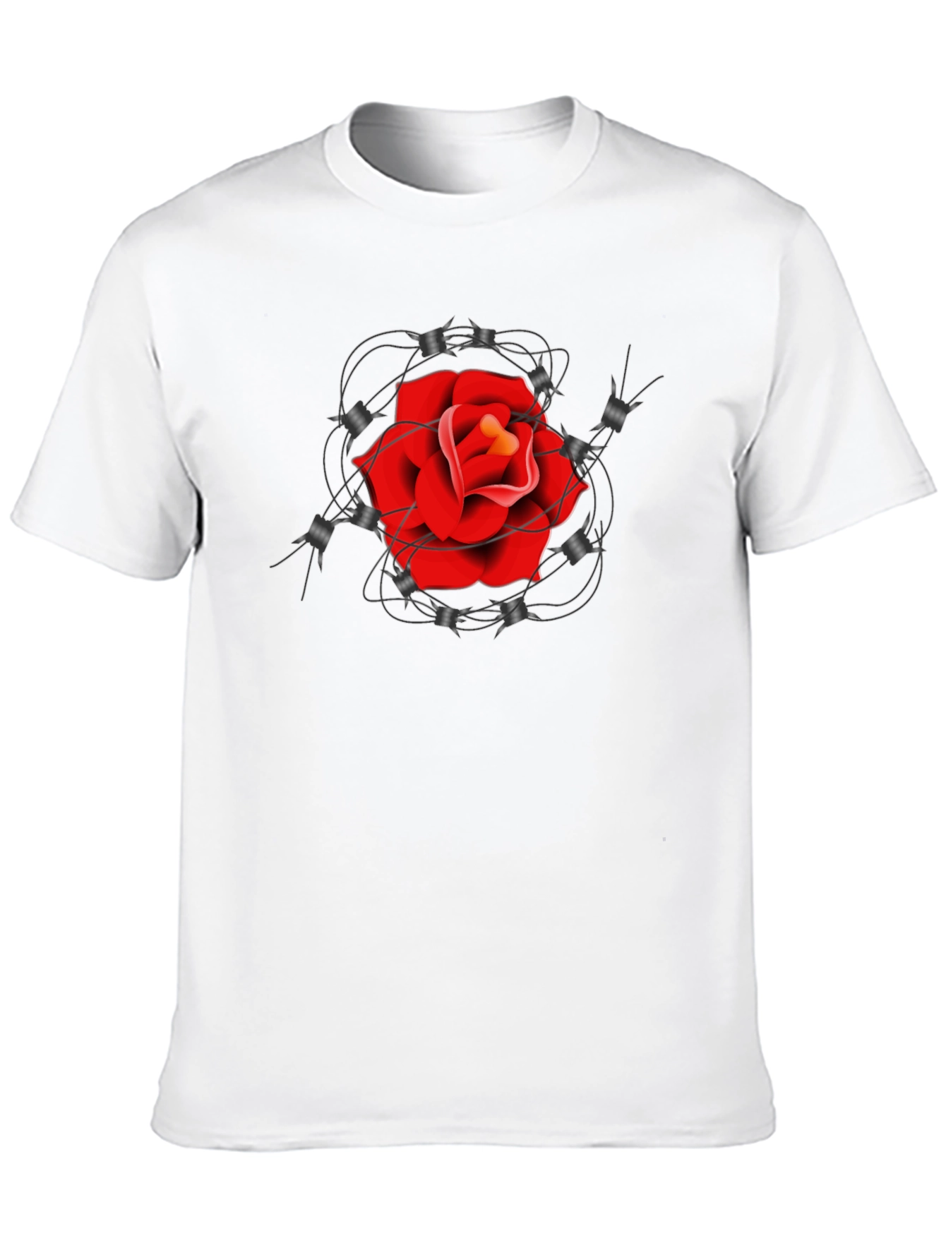 Rose and Barbed Wire Graphic Tee - Classic Black