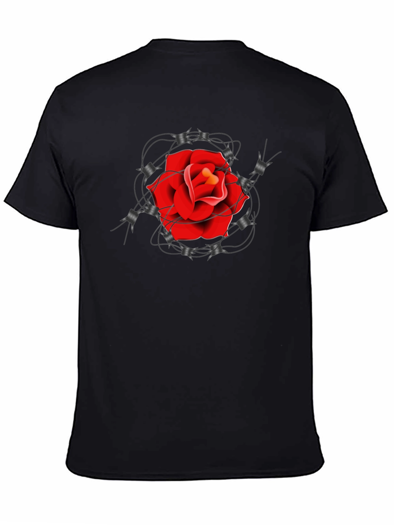 Rose and Barbed Wire Graphic Tee - Classic Black