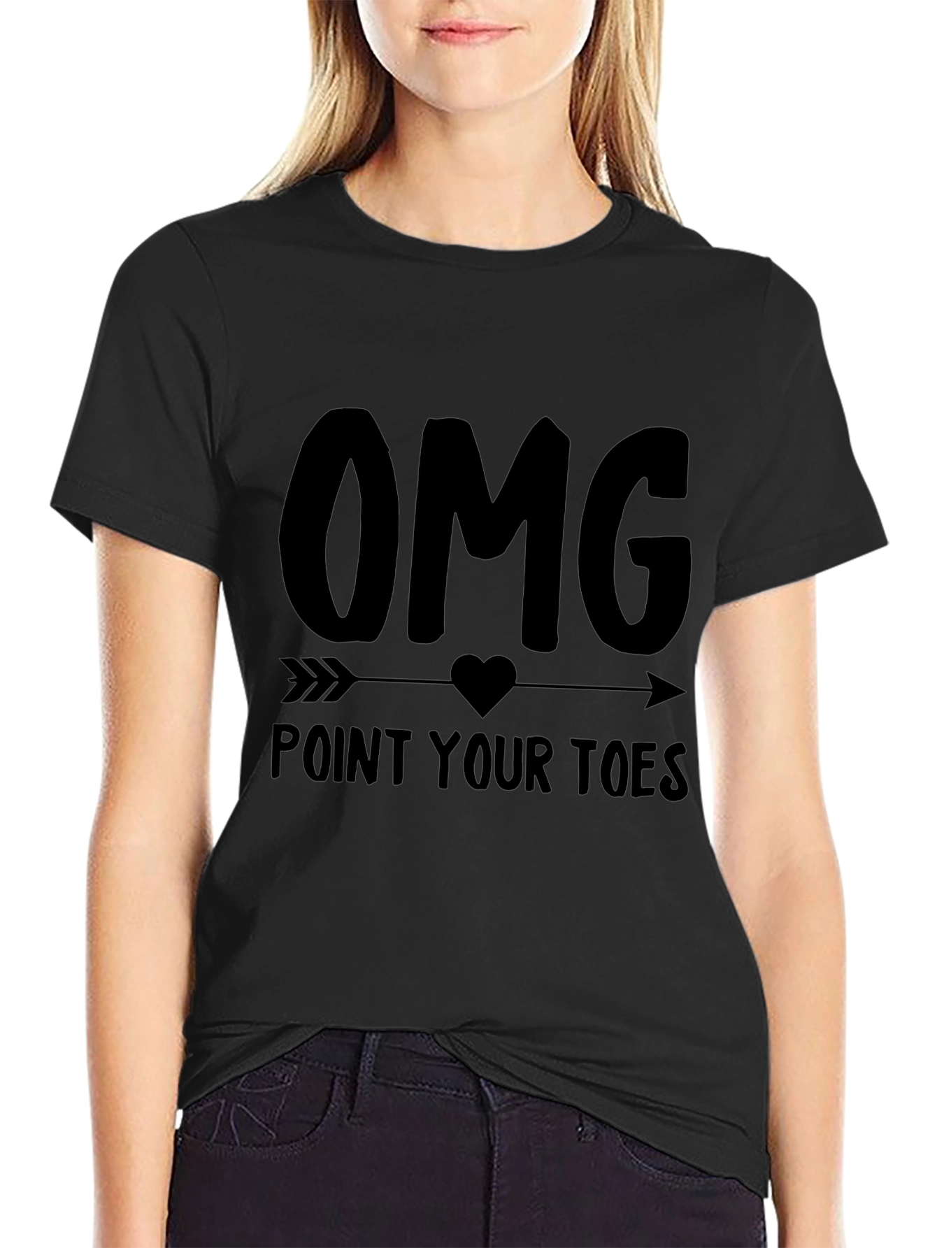 OMG Point Your Toes Black Graphic Tee