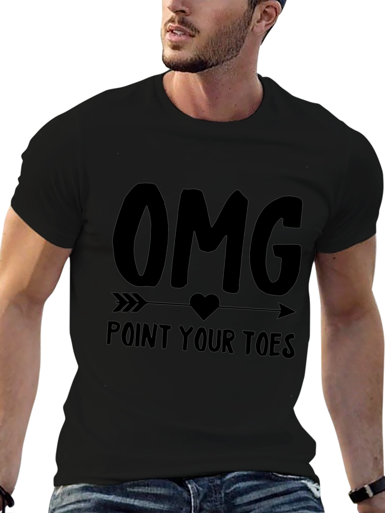OMG Point Your Toes Black Graphic Tee