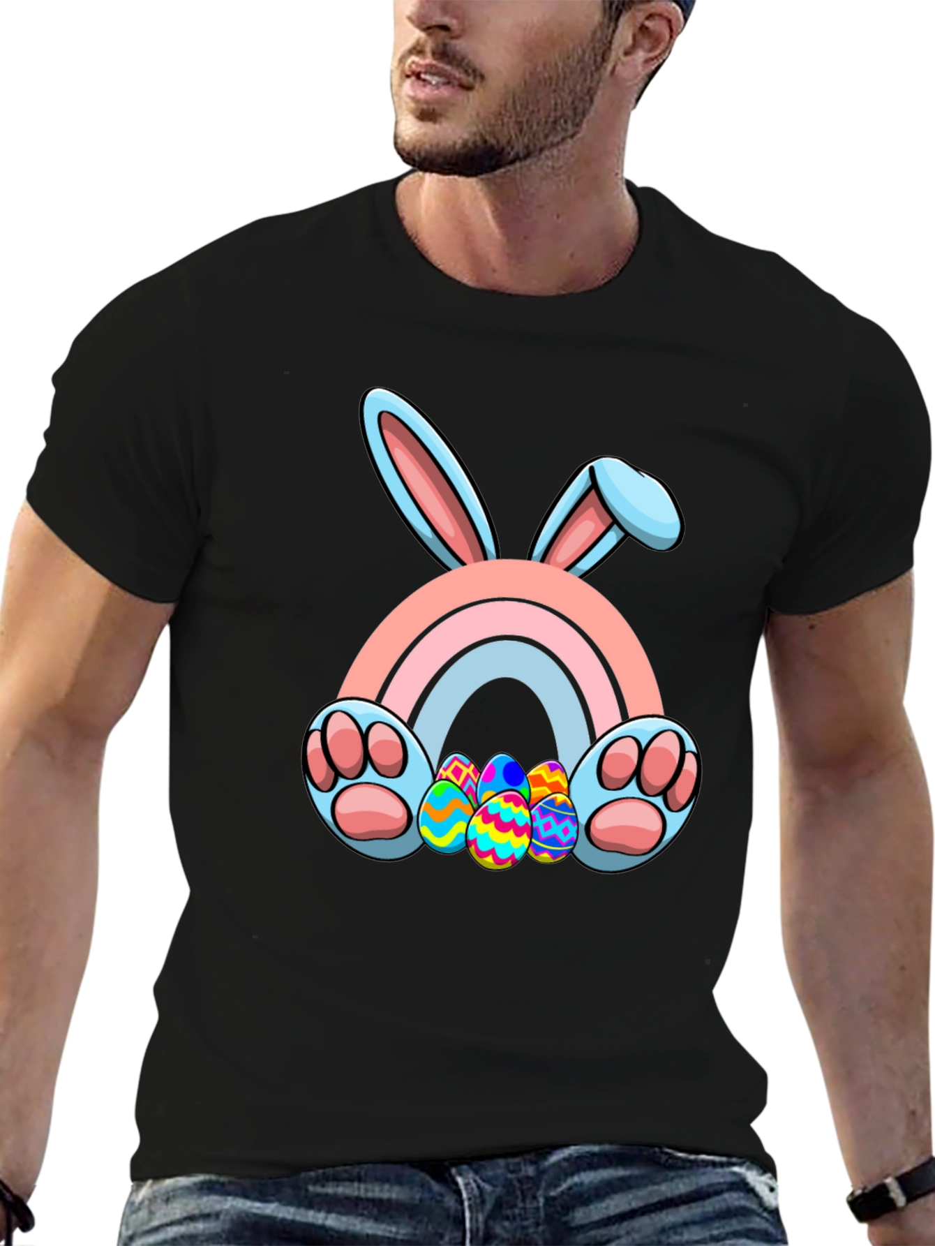 Easter Bunny Rainbow Eggs Graphic Tee