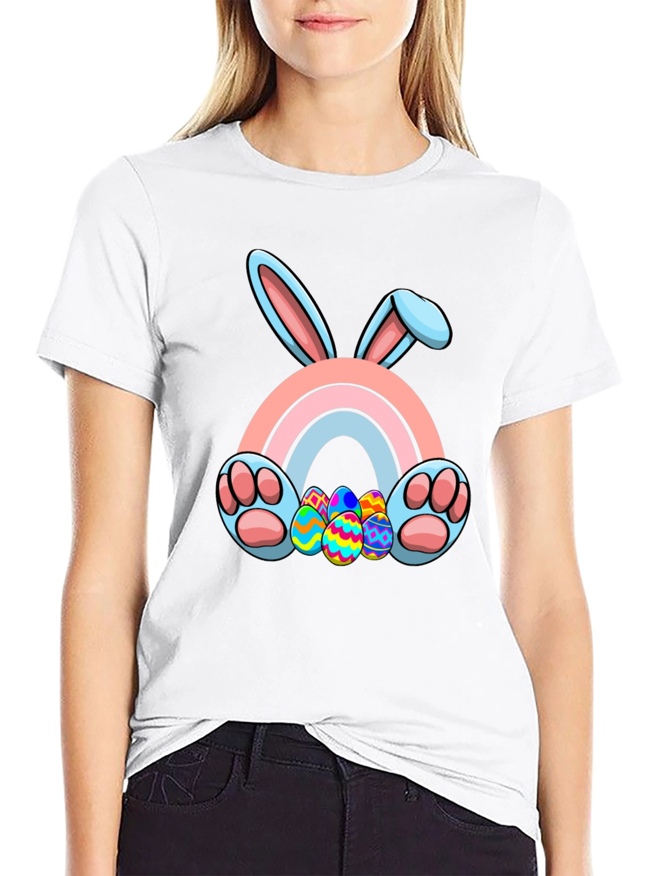Easter Bunny Rainbow Eggs Graphic Tee