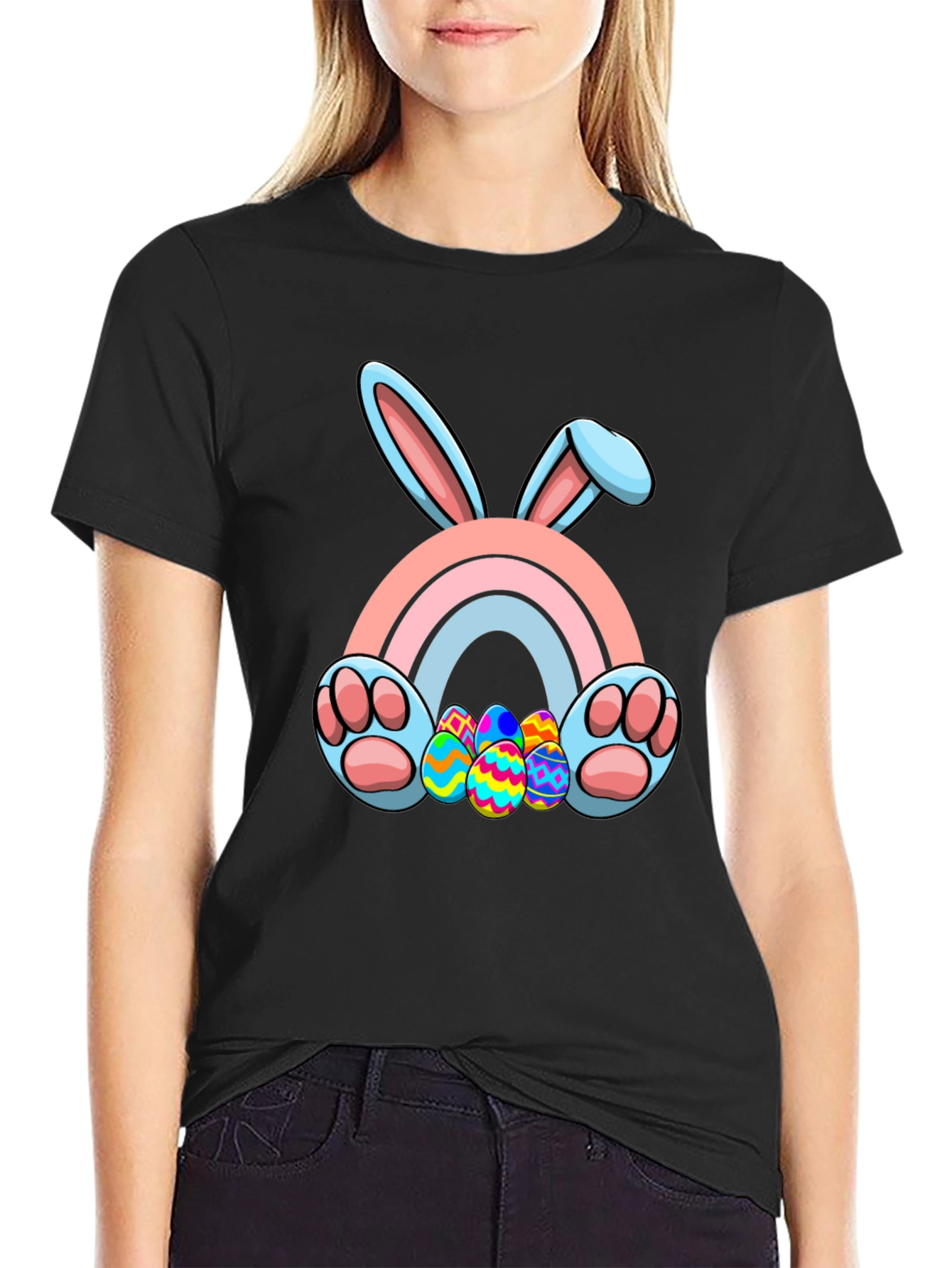 Easter Bunny Rainbow Eggs Graphic Tee