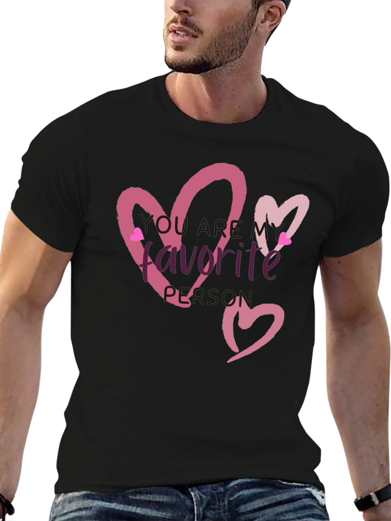 Favorite Person Heart Graphic Tee - Black