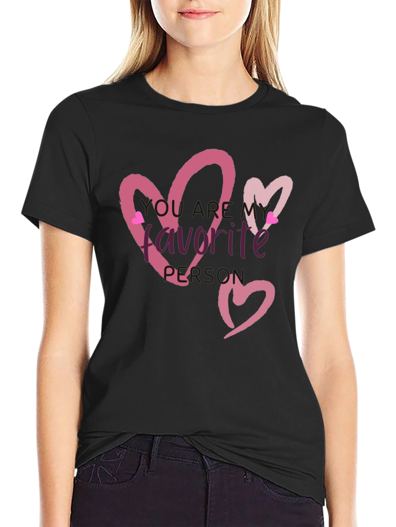 Favorite Person Heart Graphic Tee - Black
