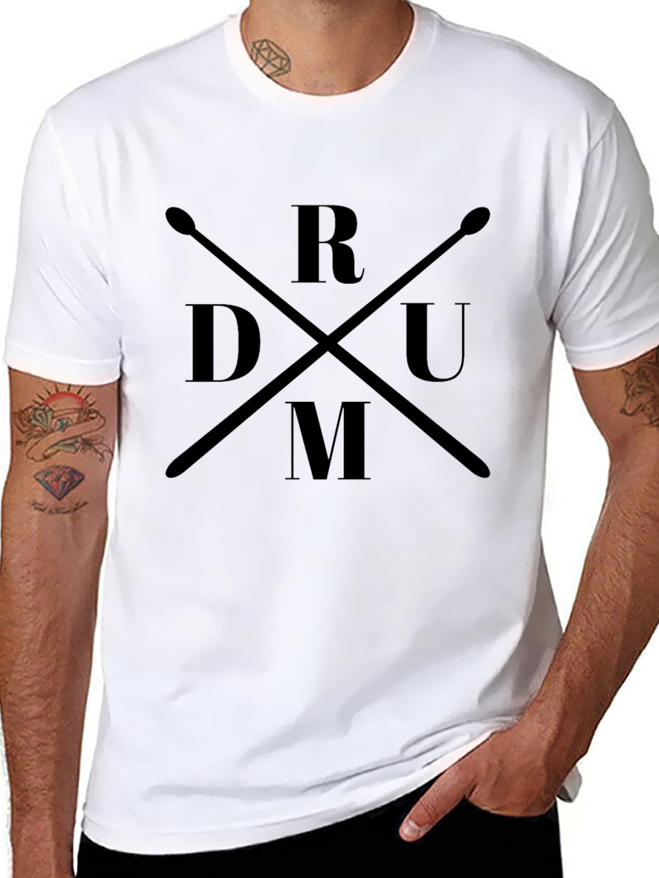 Drum T-Shirt - Drumsticks & Letter Design