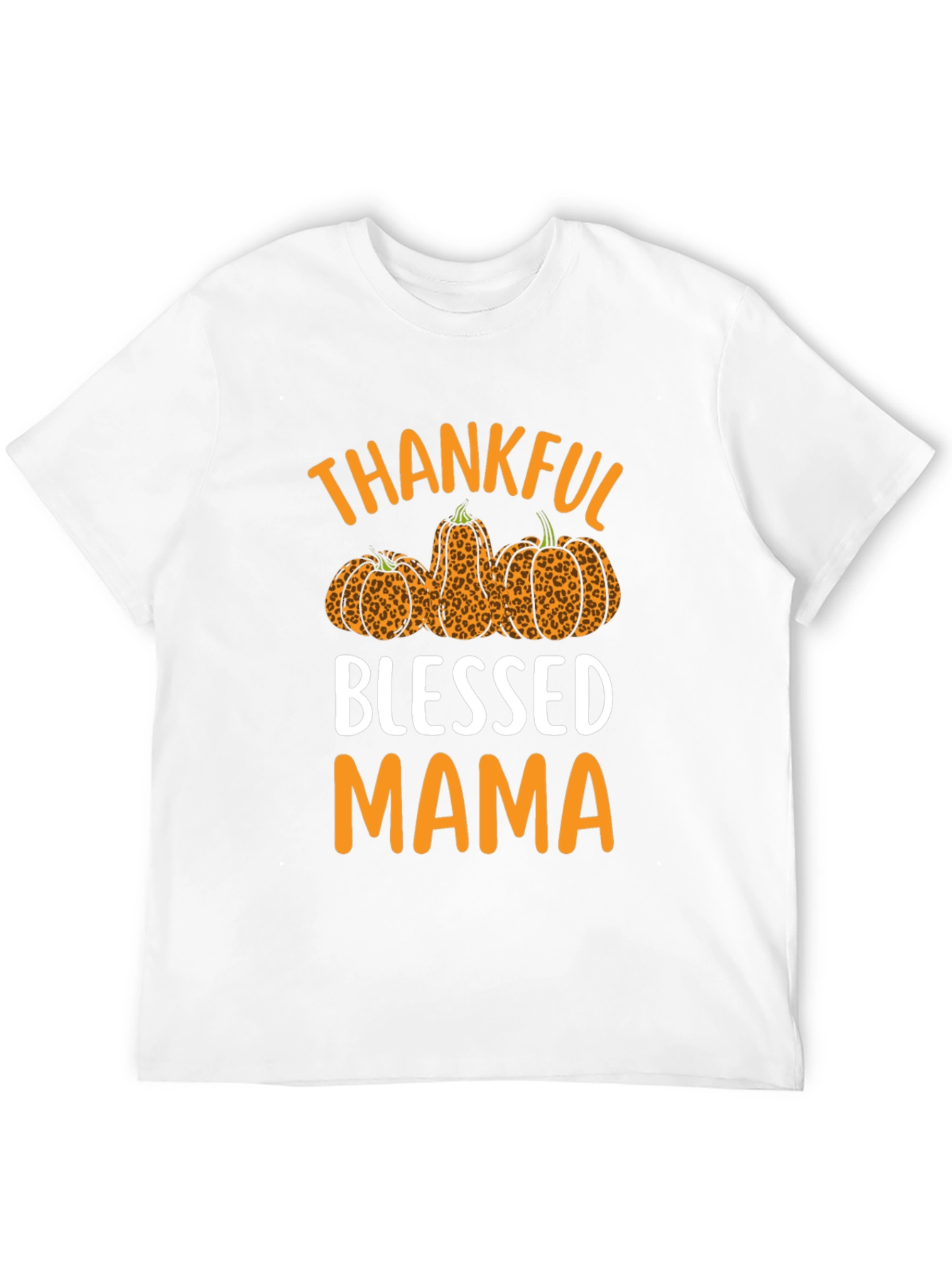 Thankful Blessed Mama Leopard Pumpkin T-Shirt