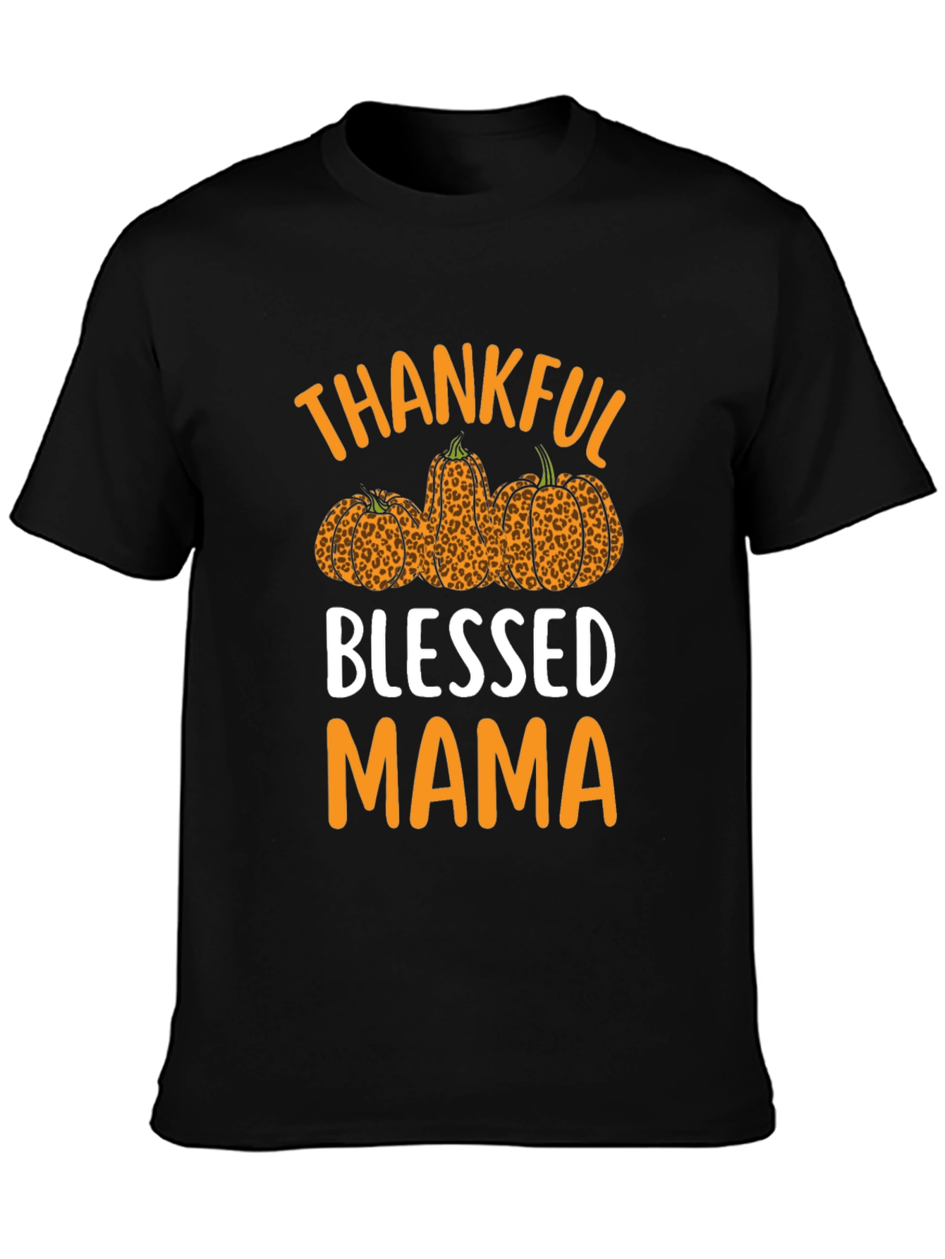Thankful Blessed Mama Leopard Pumpkin T-Shirt