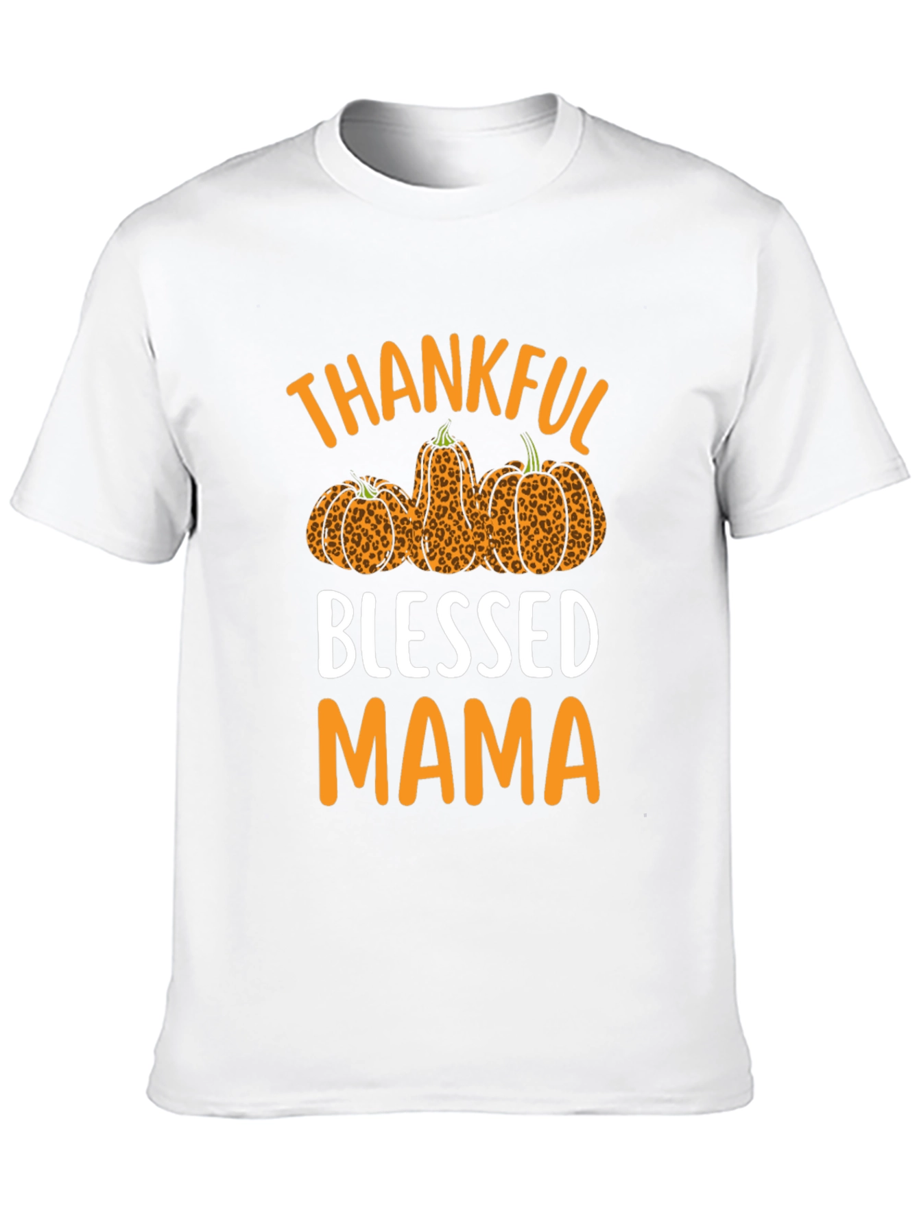 Thankful Blessed Mama Leopard Pumpkin T-Shirt