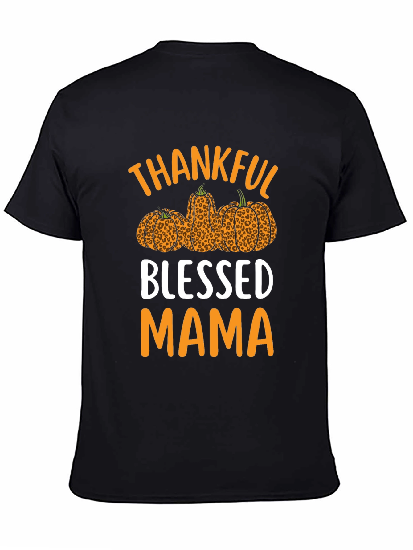 Thankful Blessed Mama Leopard Pumpkin T-Shirt
